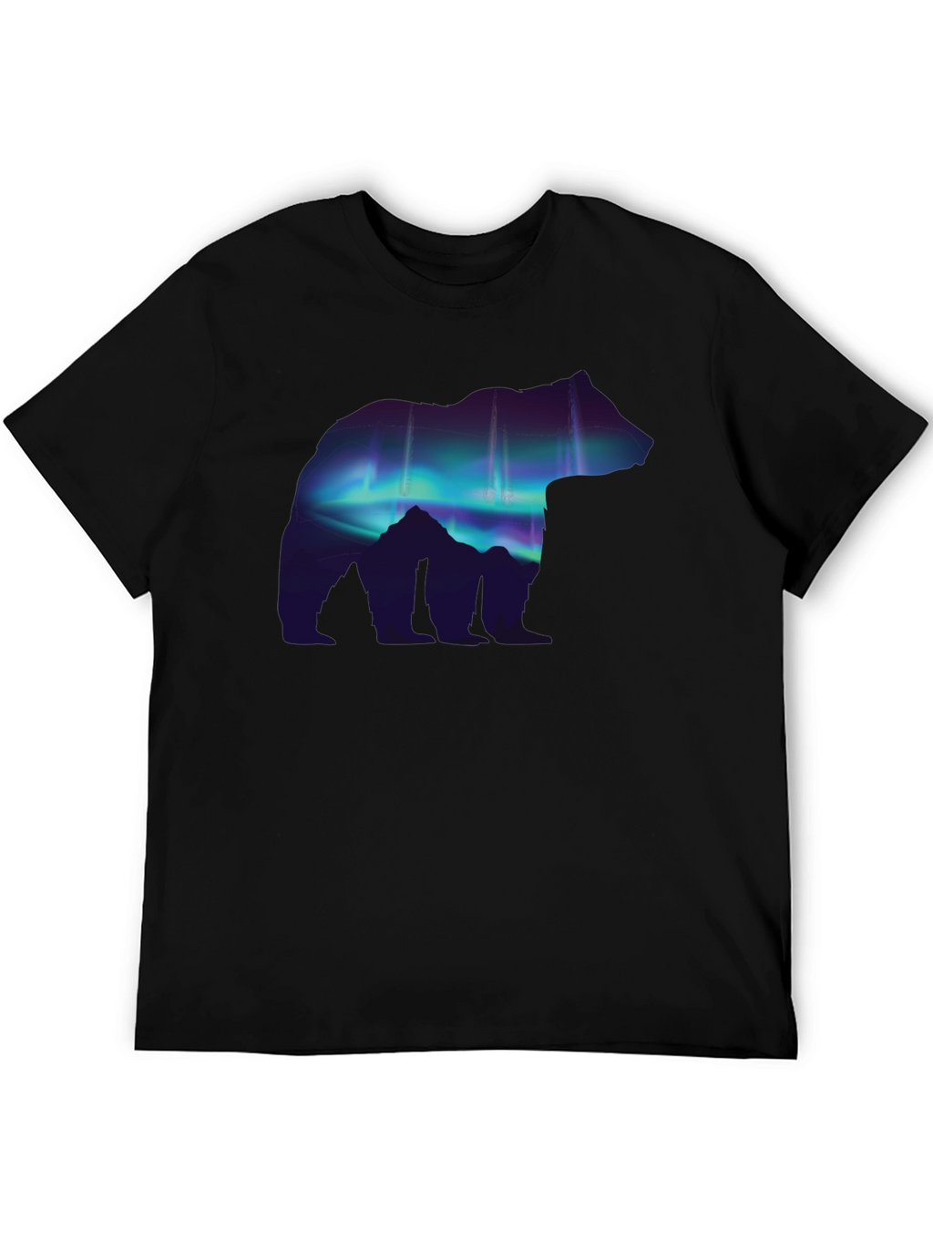 Northern Lights Bear Graphic Tee - Black