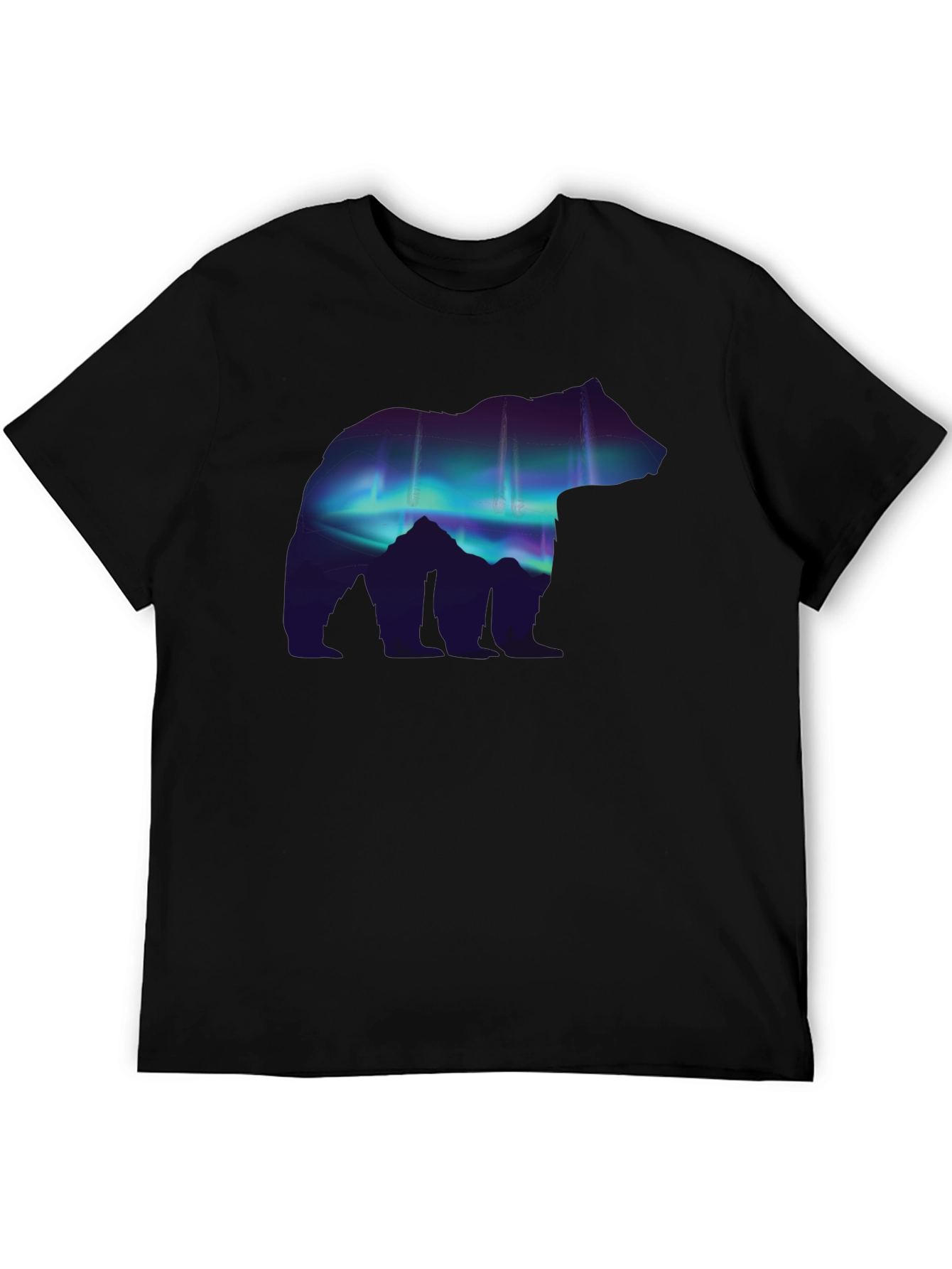 Northern Lights Bear Graphic Tee - Black