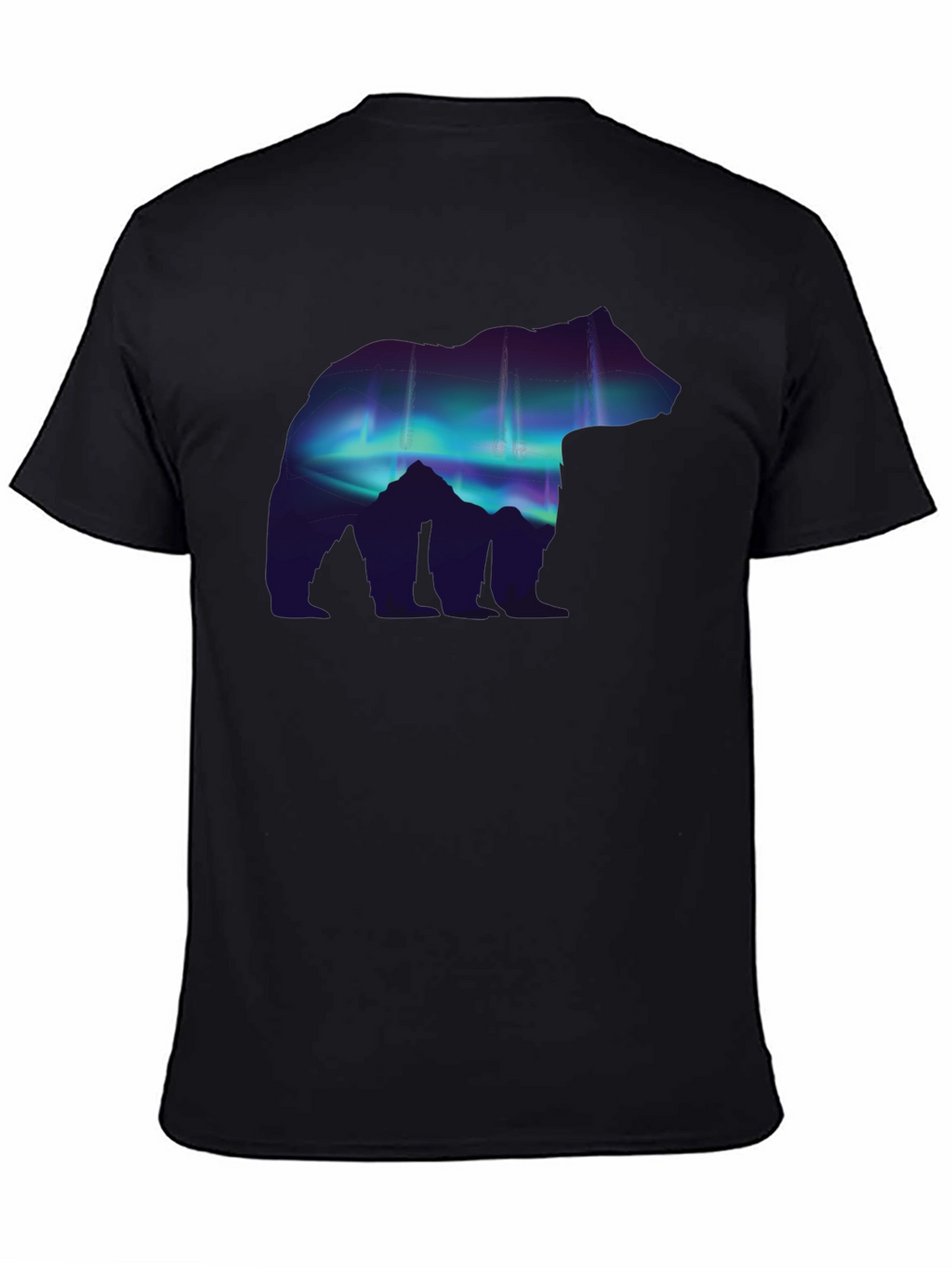 Northern Lights Bear Graphic Tee - Black
