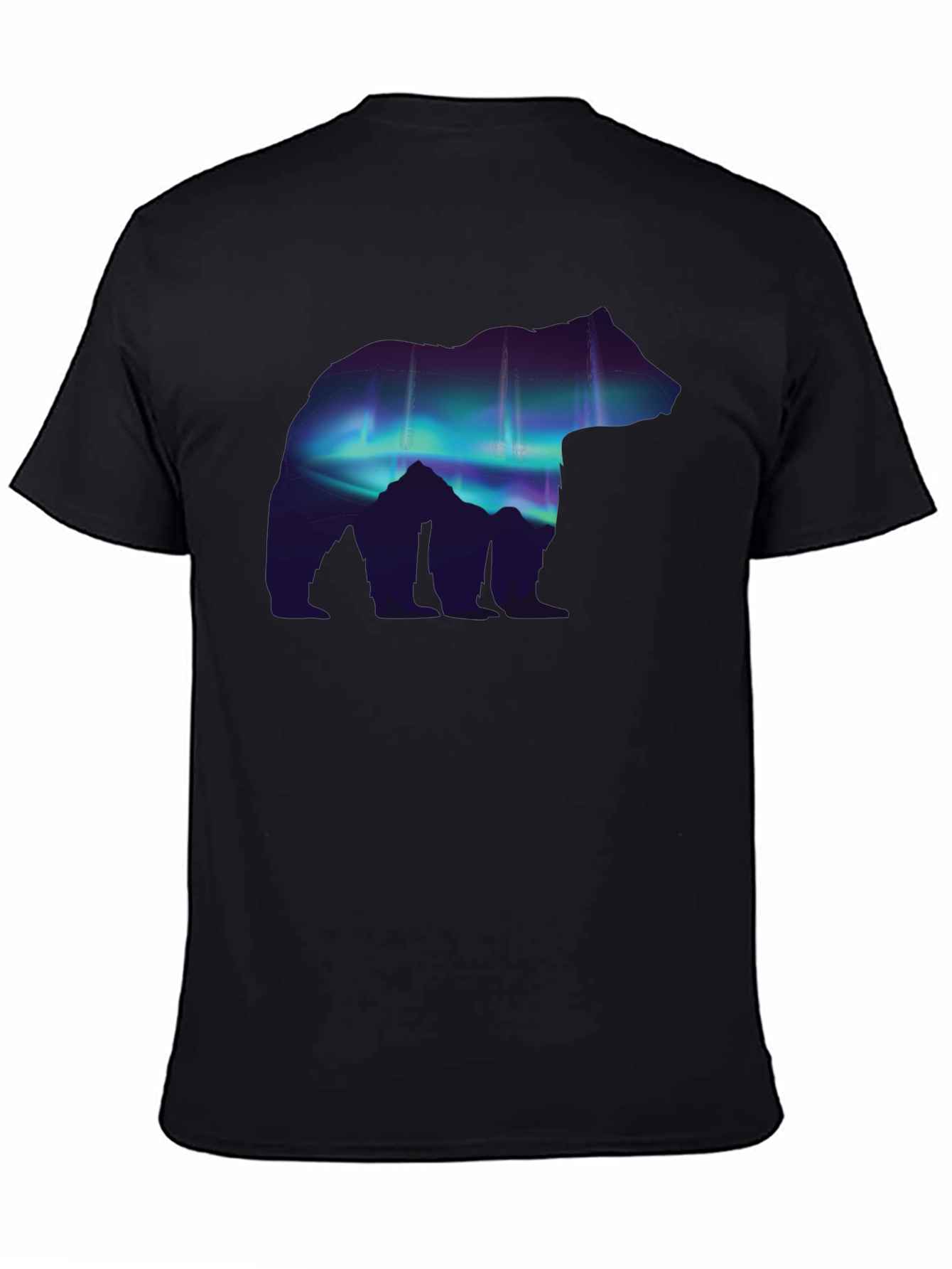 Northern Lights Bear Graphic Tee - Black
