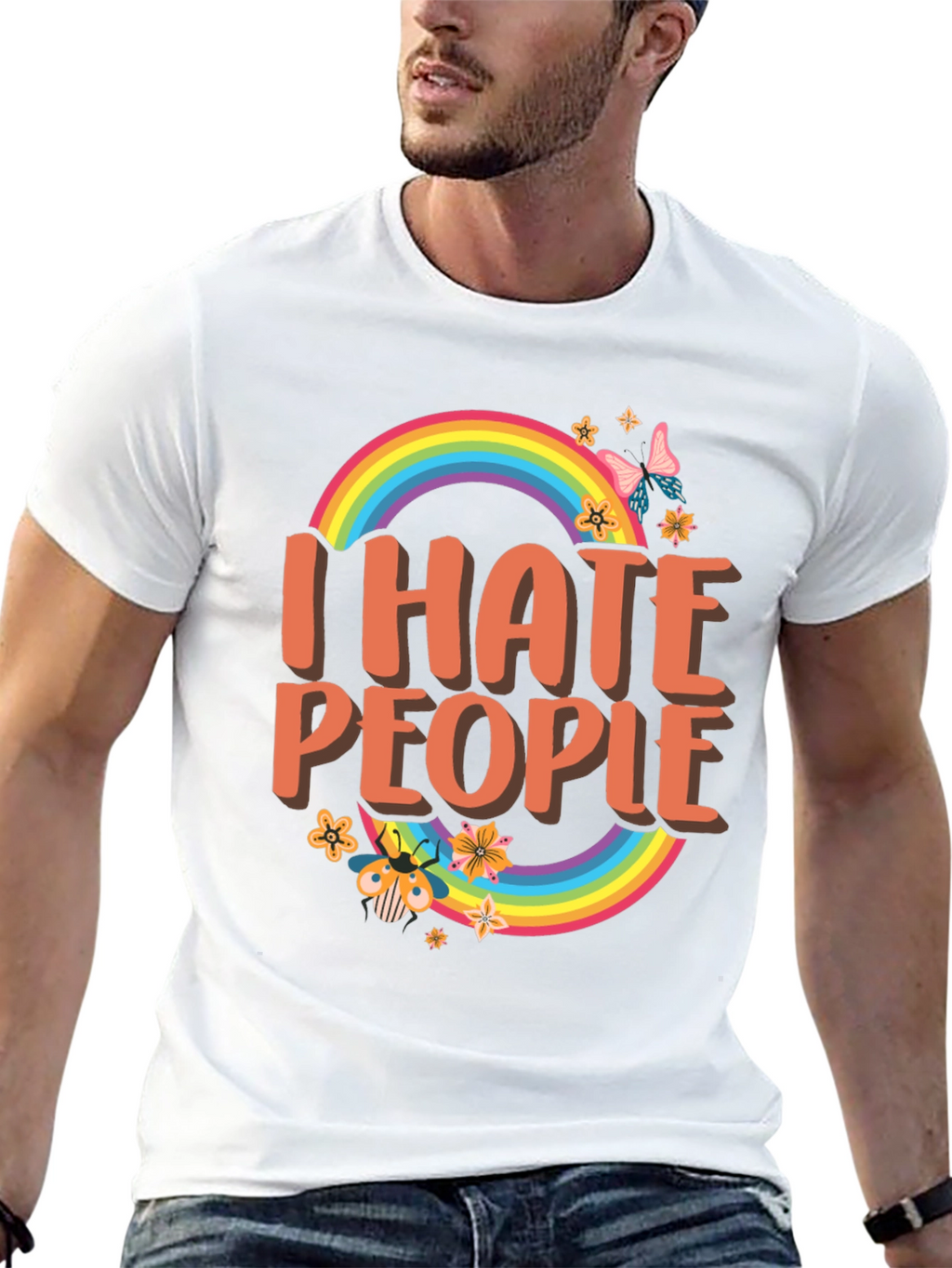 I Hate People Rainbow Graphic T-Shirt