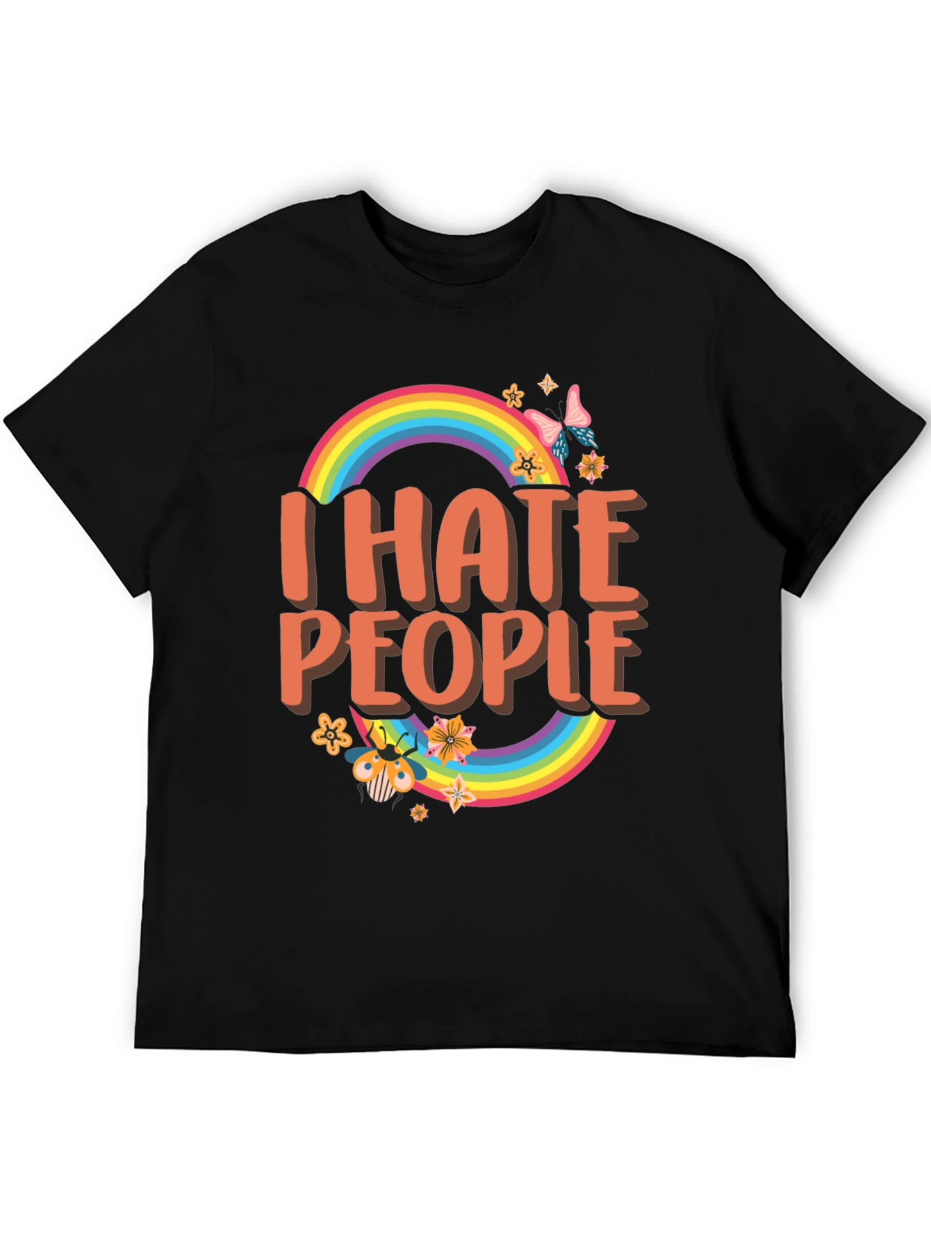 I Hate People Rainbow Graphic T-Shirt