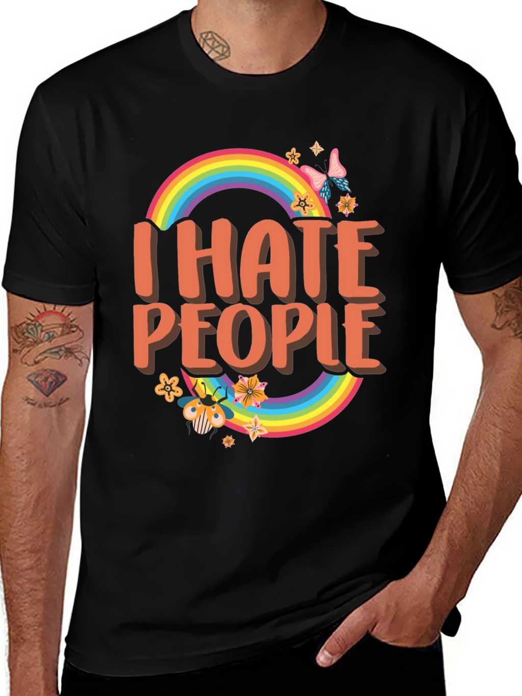 I Hate People Rainbow Graphic T-Shirt