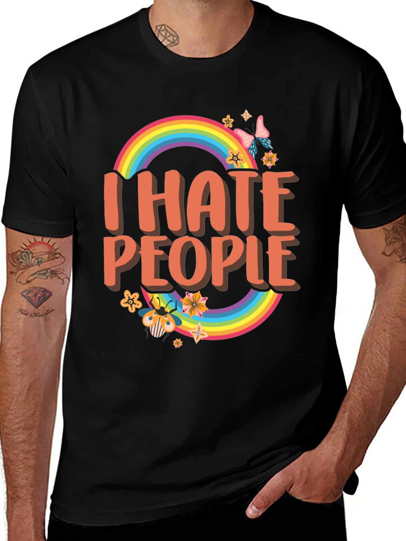 I Hate People Rainbow Graphic T-Shirt