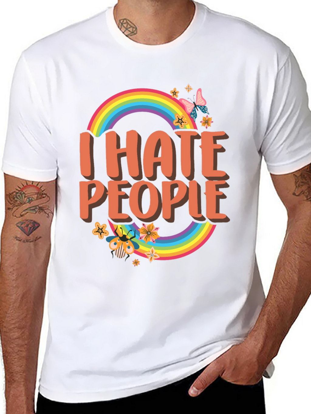 I Hate People Rainbow Graphic T-Shirt