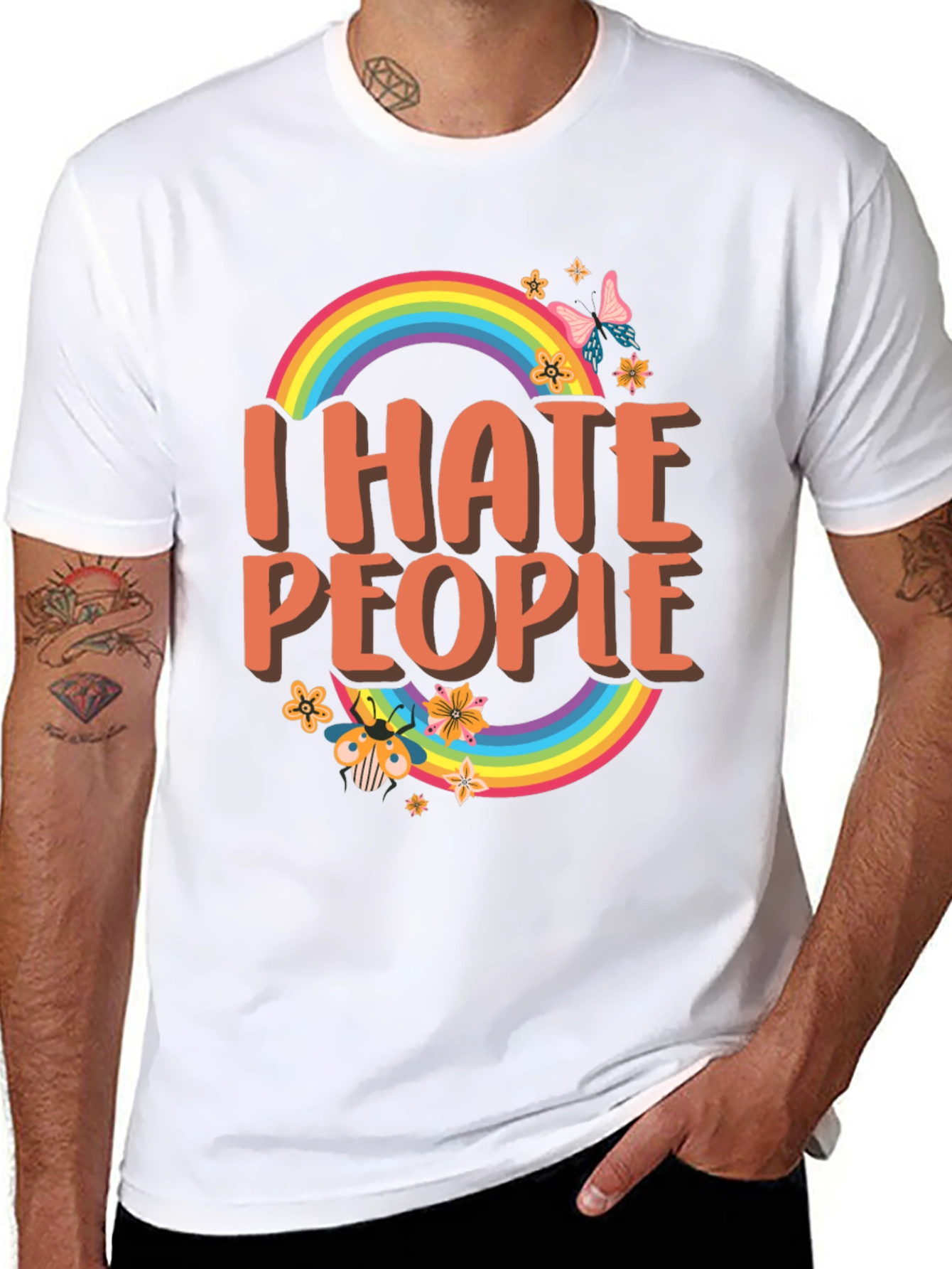 I Hate People Rainbow Graphic T-Shirt