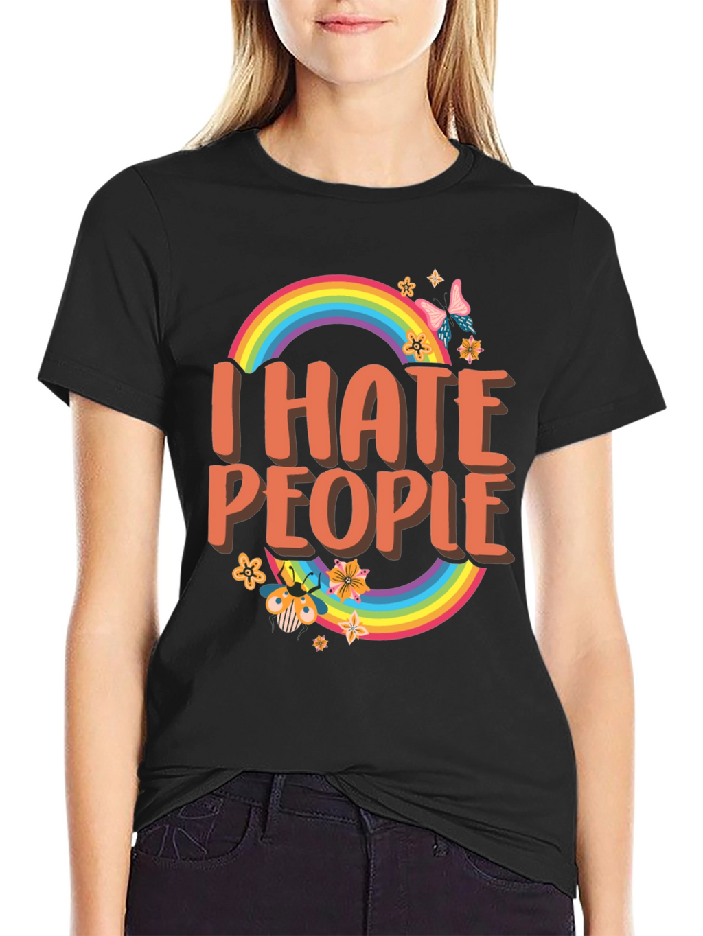 I Hate People Rainbow Graphic T-Shirt
