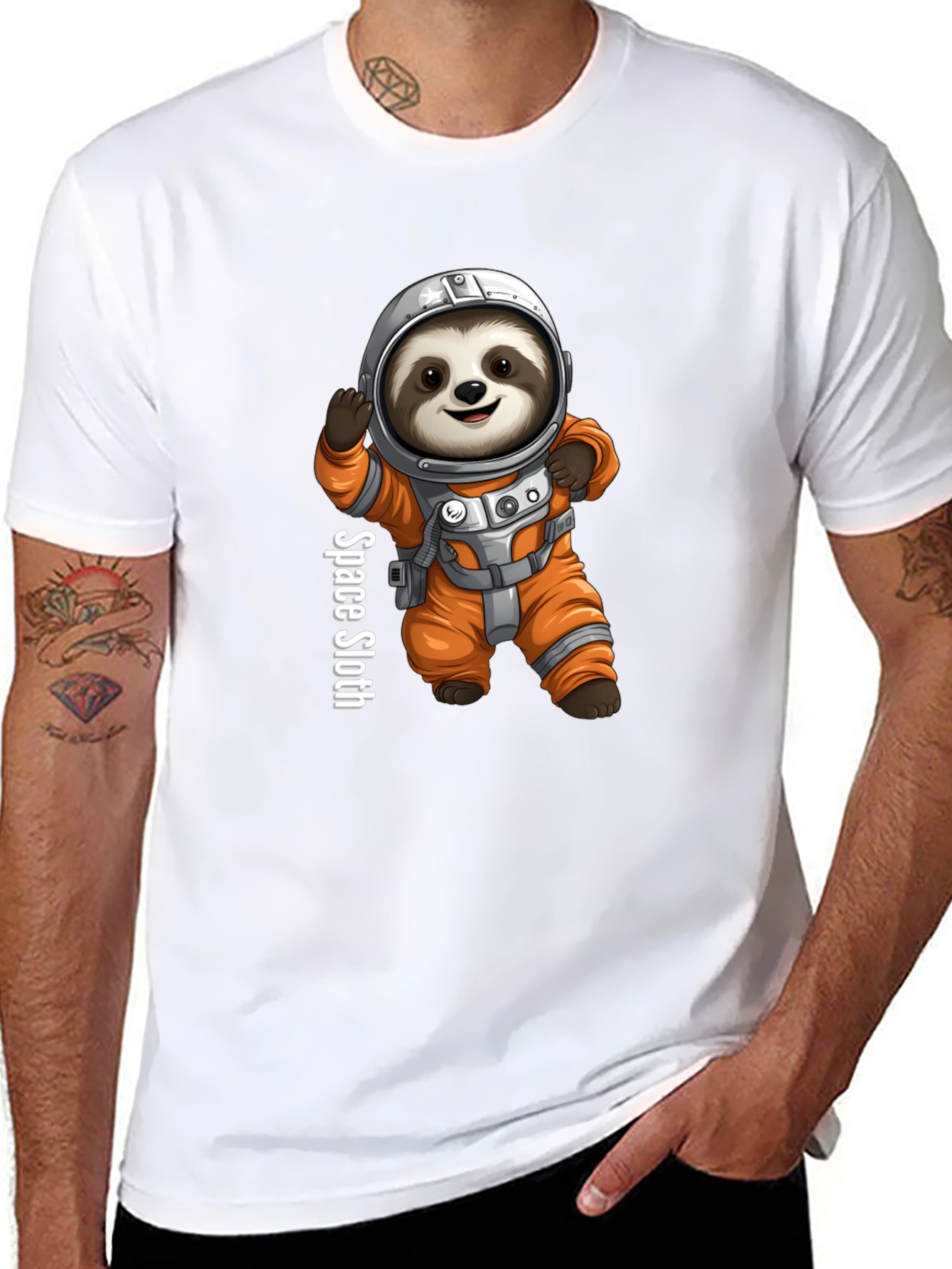 Space Sloth Graphic Tee - Funny Astronaut Design