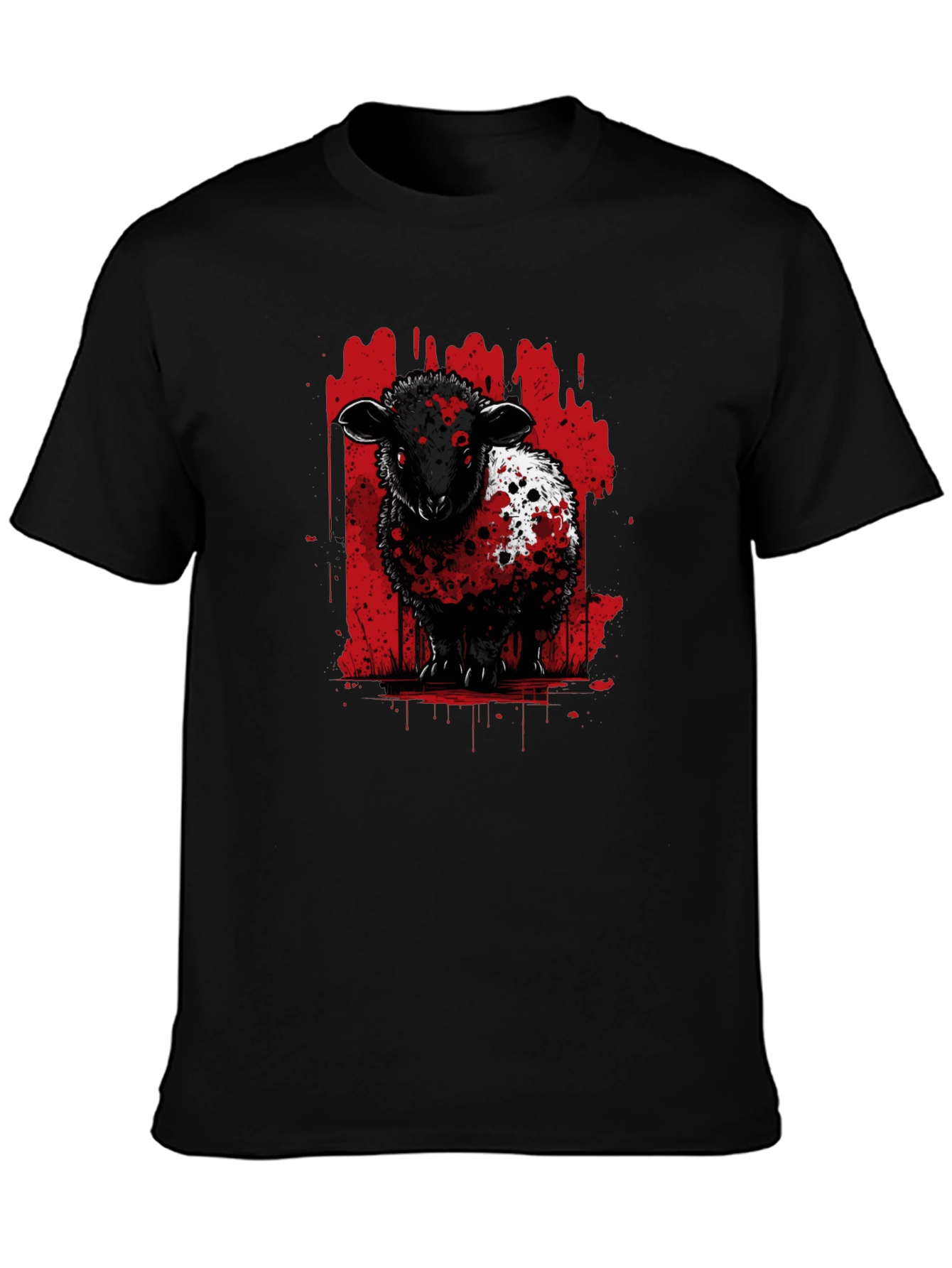 Black Sheep Graphic Tee - Edgy Red Splatter Design