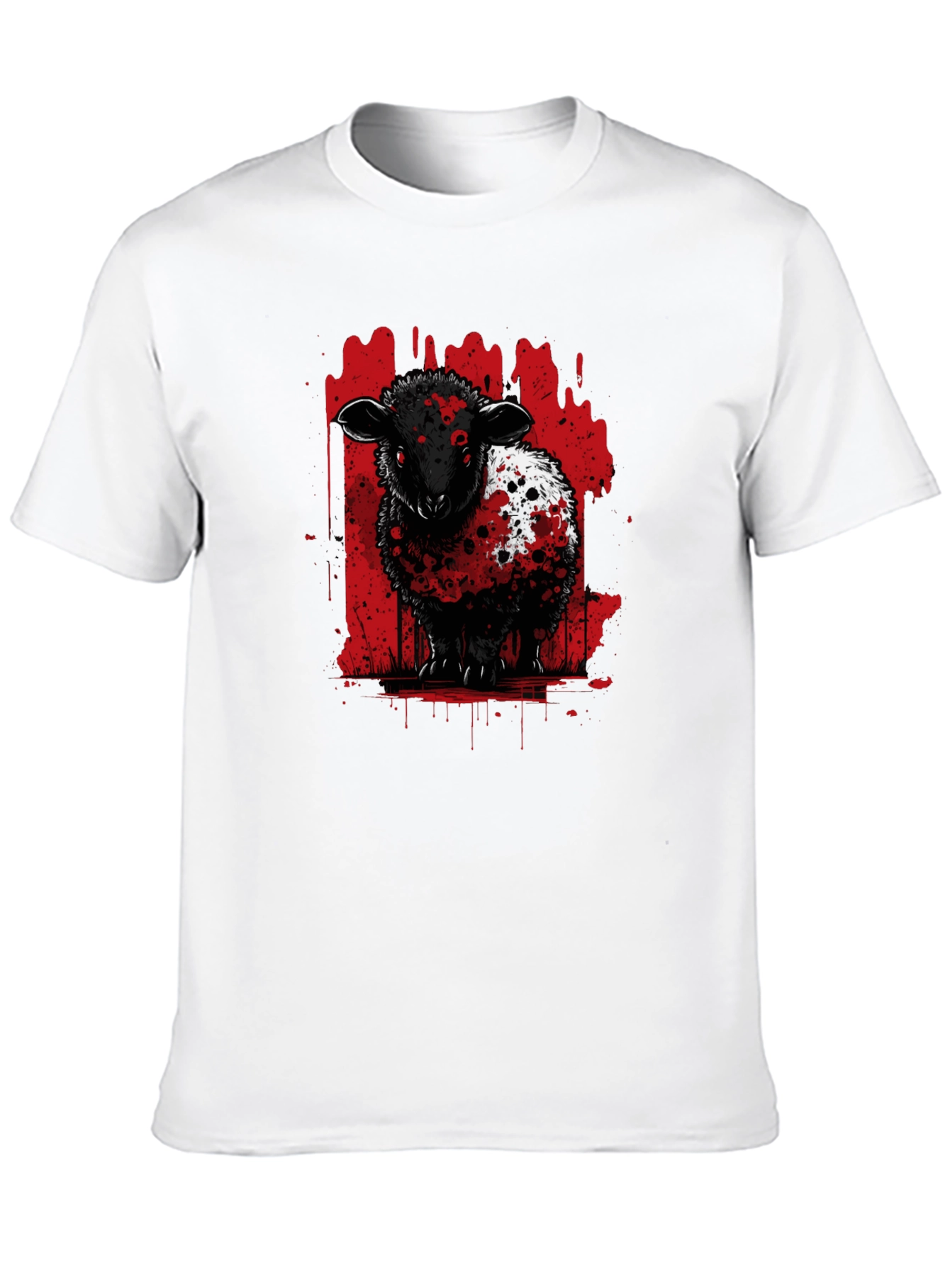 Black Sheep Graphic Tee - Edgy Red Splatter Design