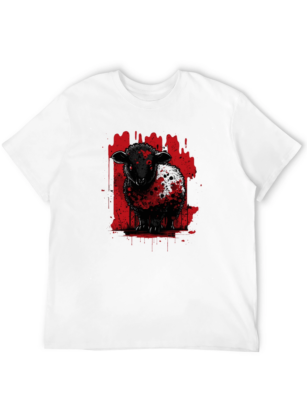 Black Sheep Graphic Tee - Edgy Red Splatter Design