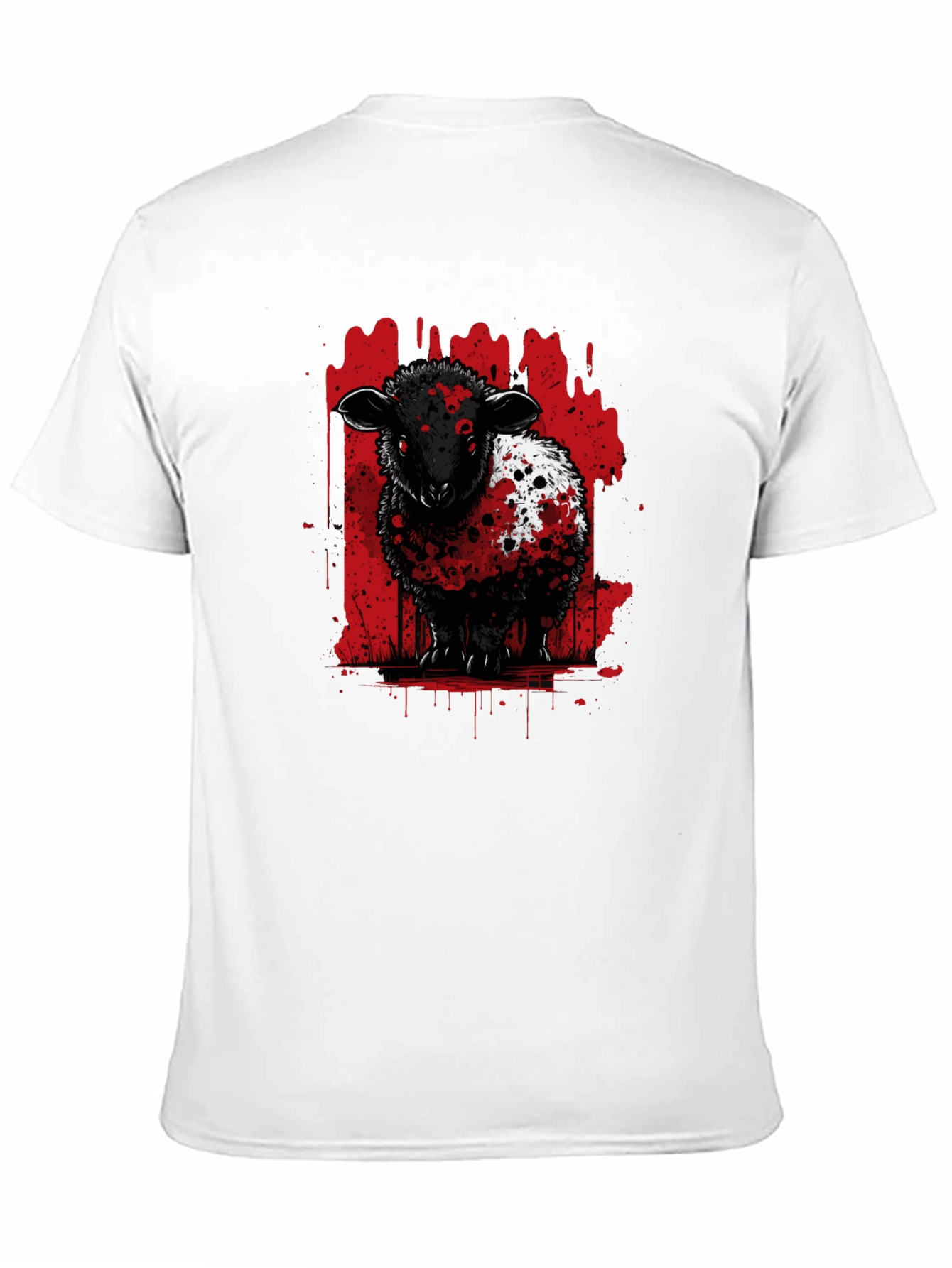 Black Sheep Graphic Tee - Edgy Red Splatter Design