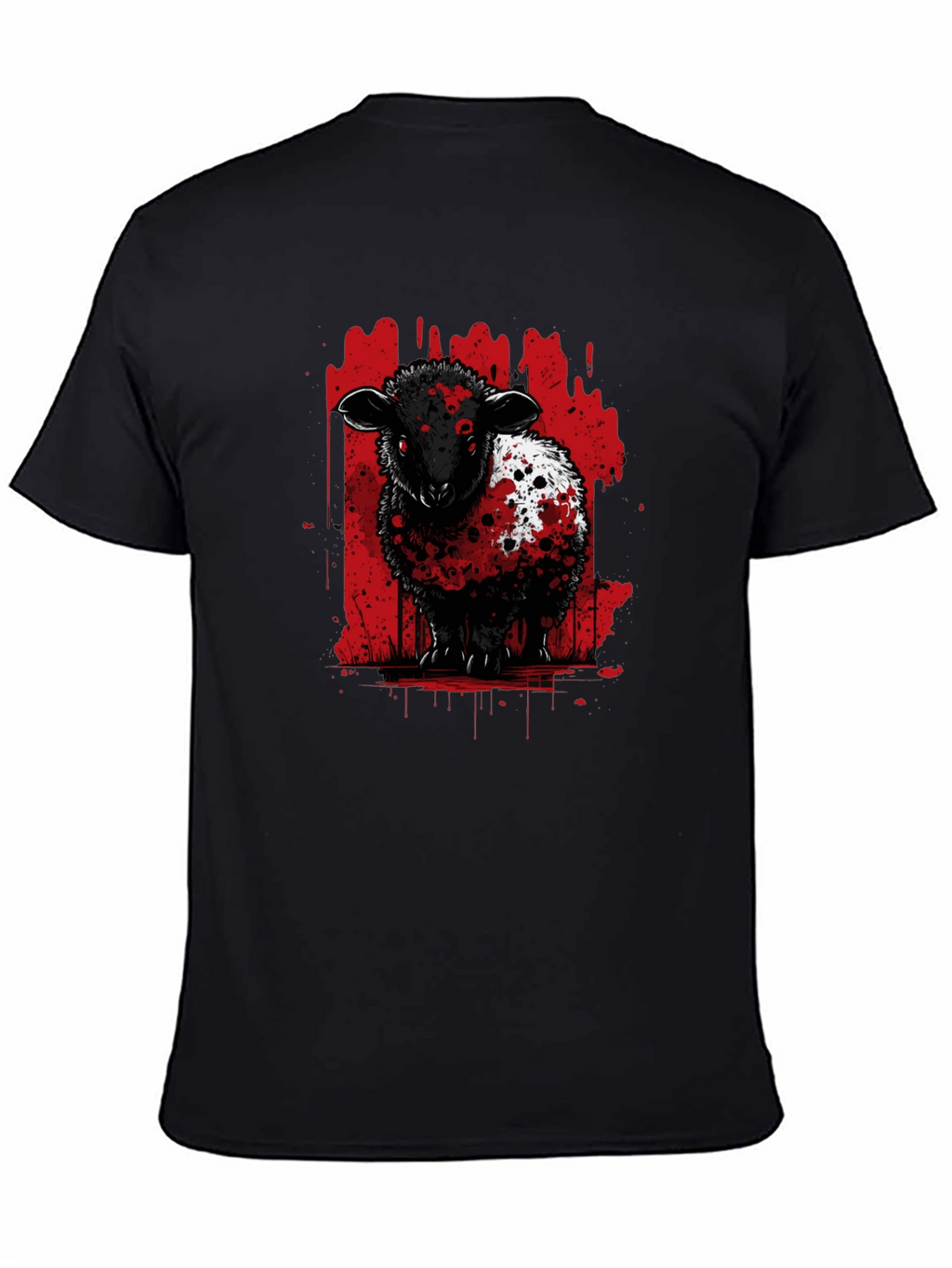 Black Sheep Graphic Tee - Edgy Red Splatter Design