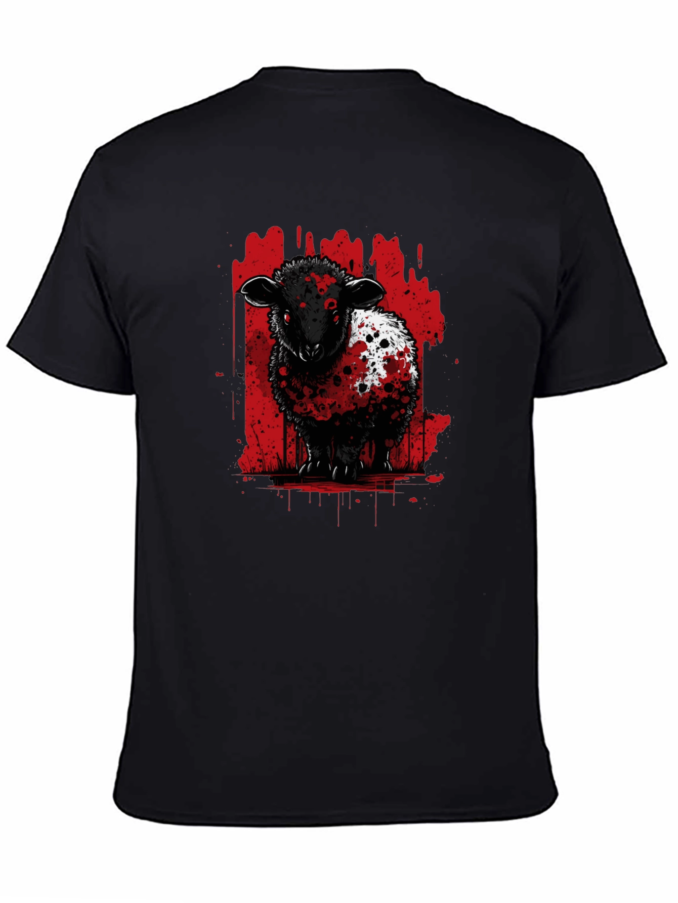 Black Sheep Graphic Tee - Edgy Red Splatter Design
