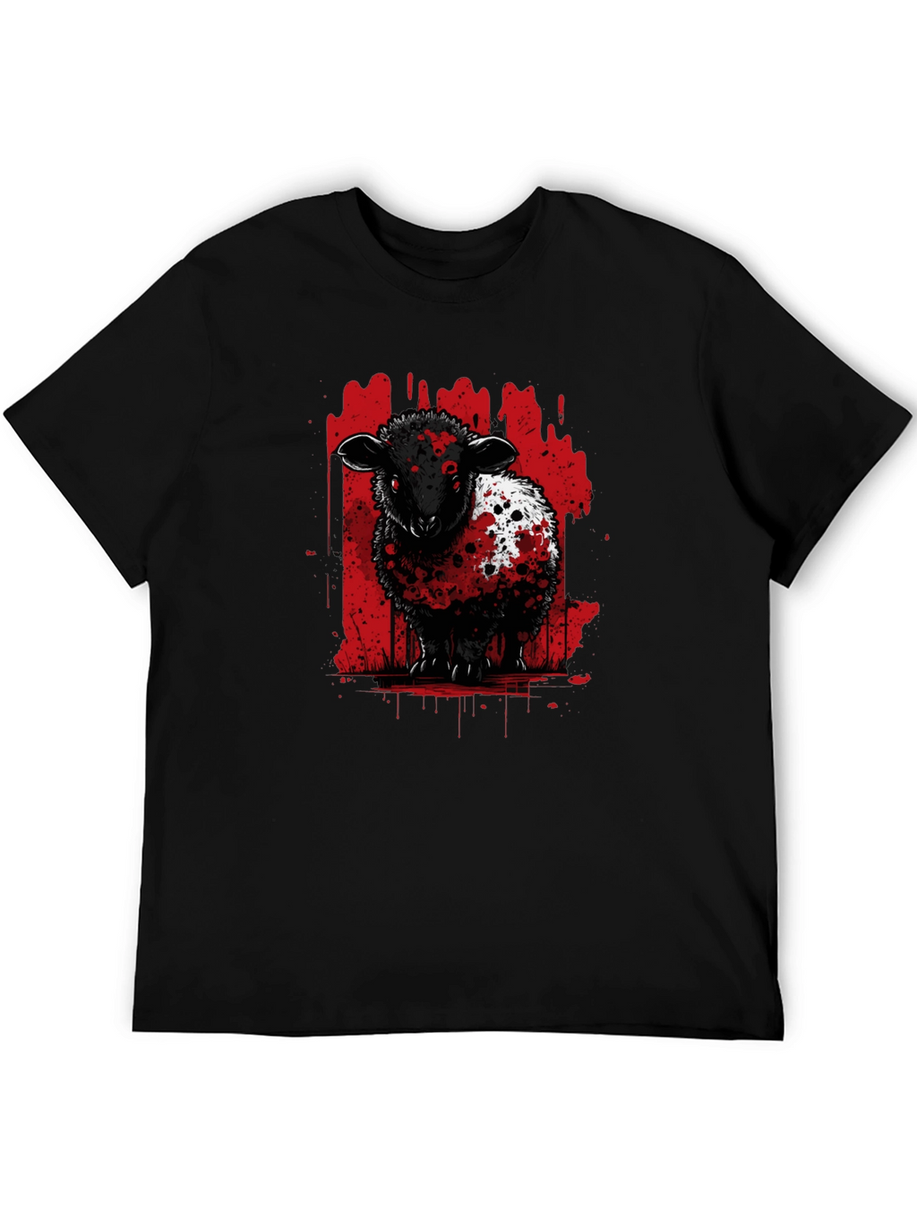 Black Sheep Graphic Tee - Edgy Red Splatter Design