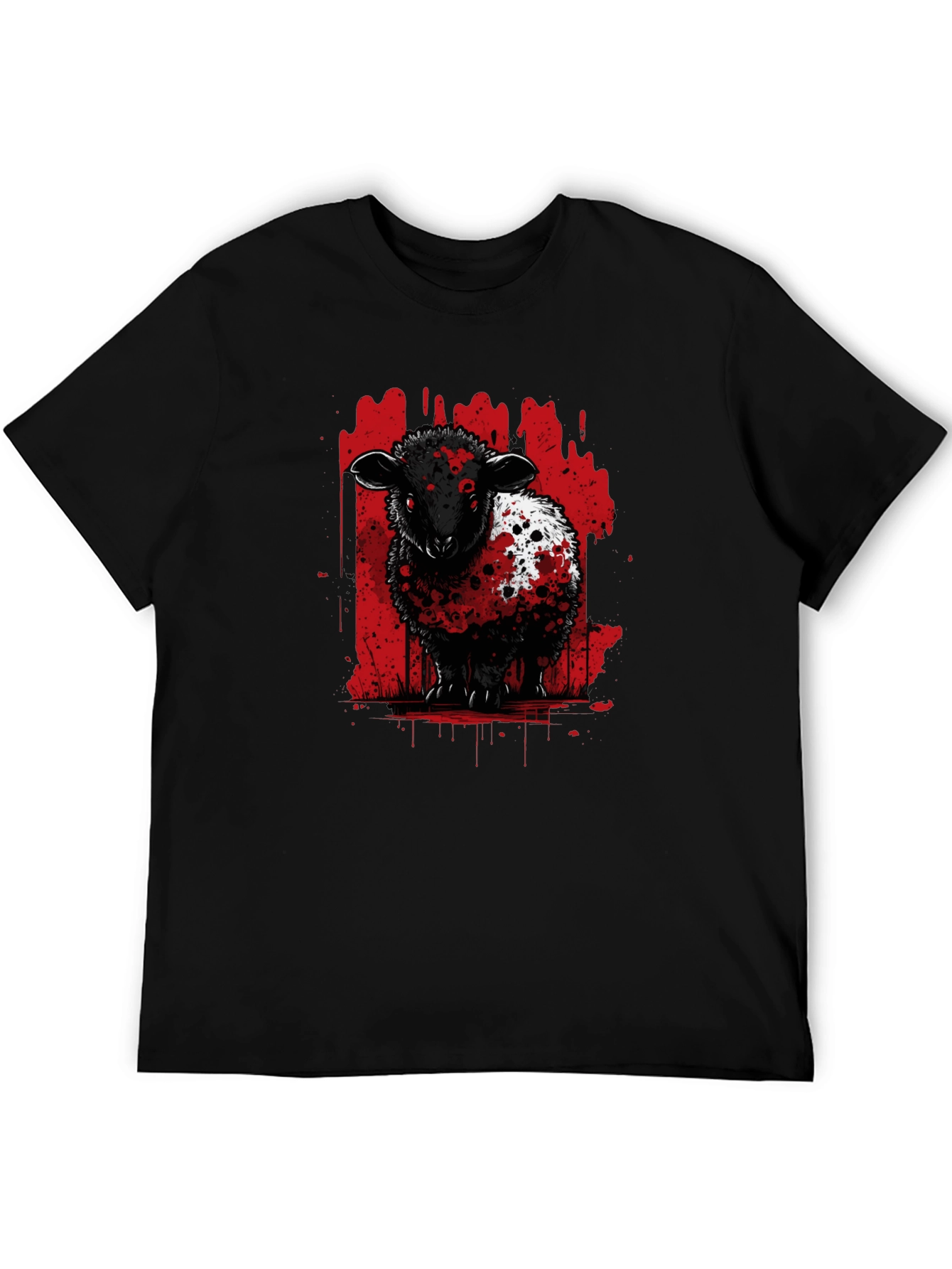 Black Sheep Graphic Tee - Edgy Red Splatter Design