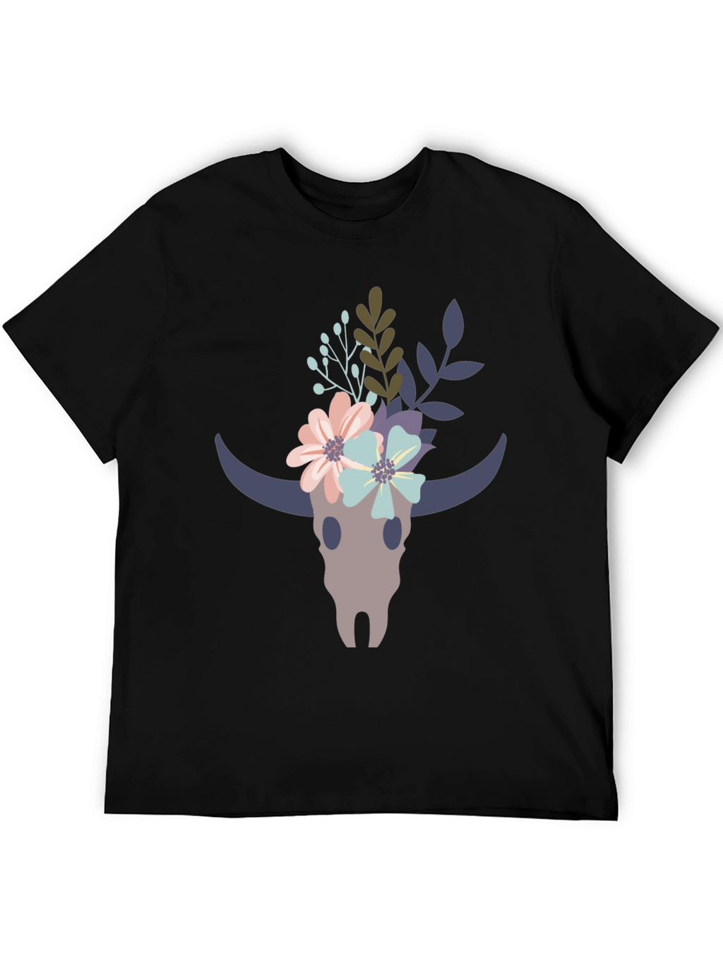 Floral Bull Skull Graphic Tee