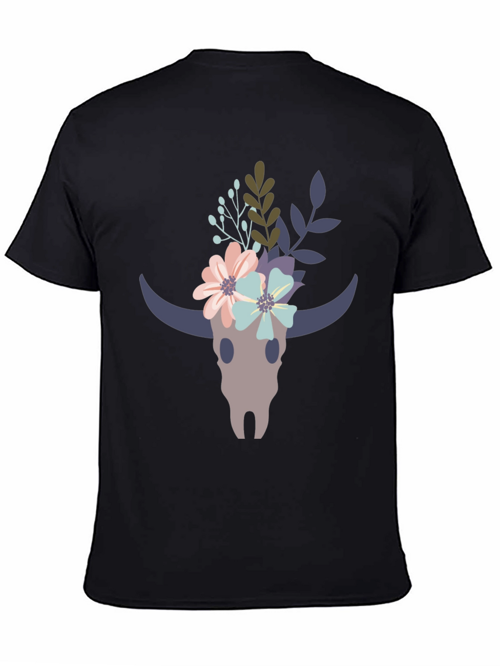 Floral Bull Skull Graphic Tee