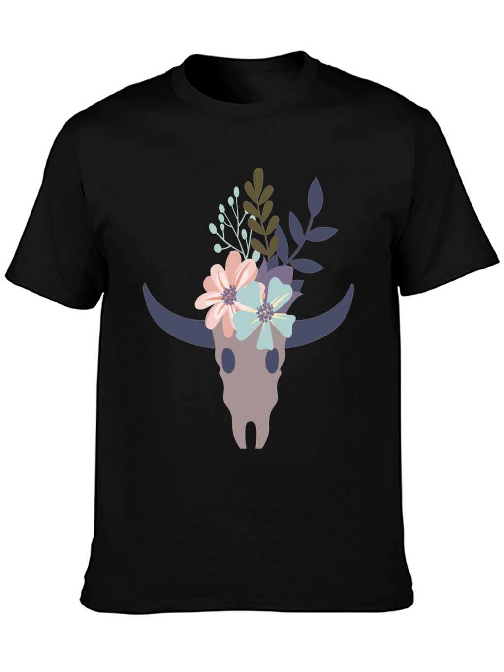 Floral Bull Skull Graphic Tee