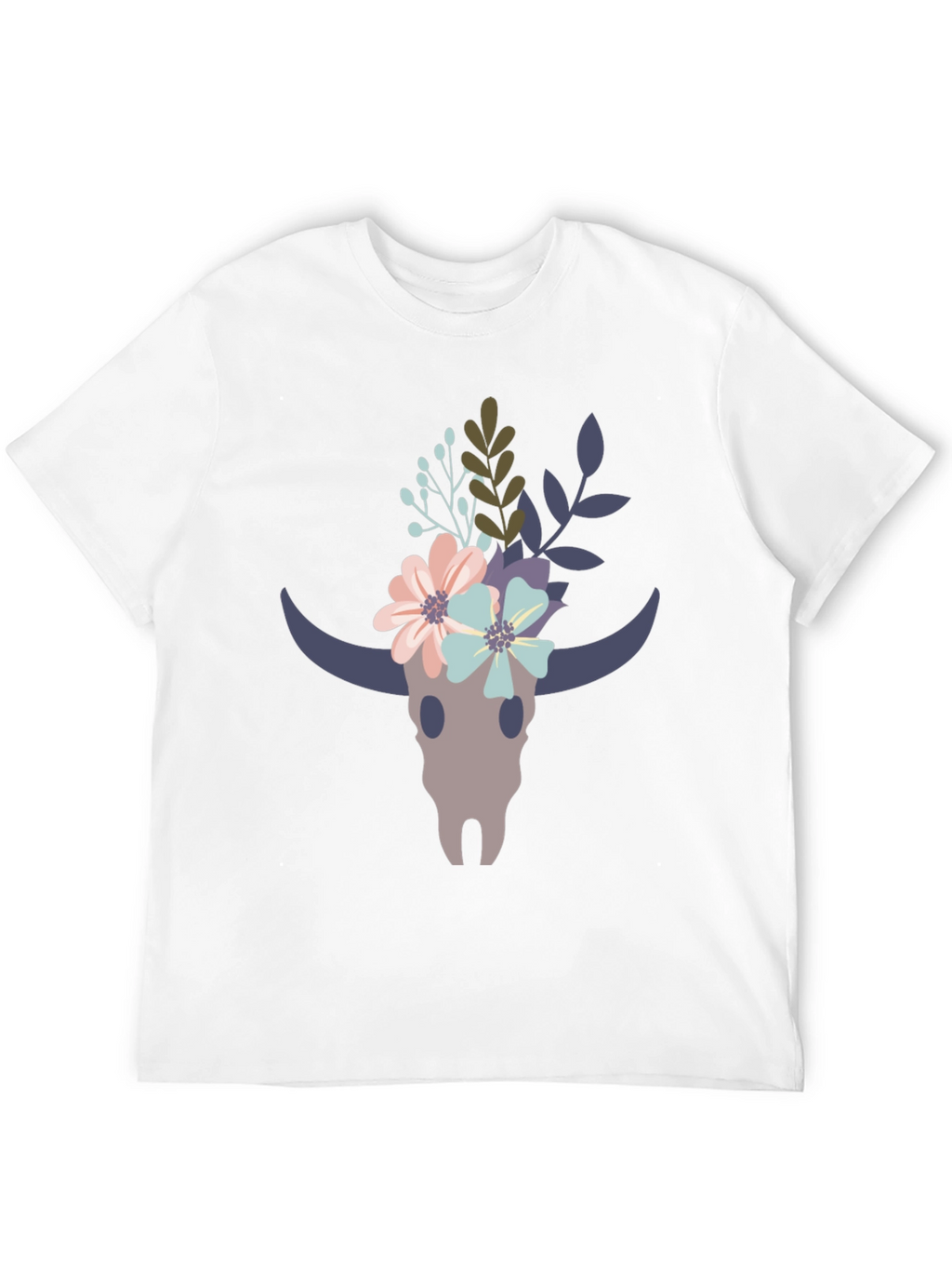 Floral Bull Skull Graphic Tee