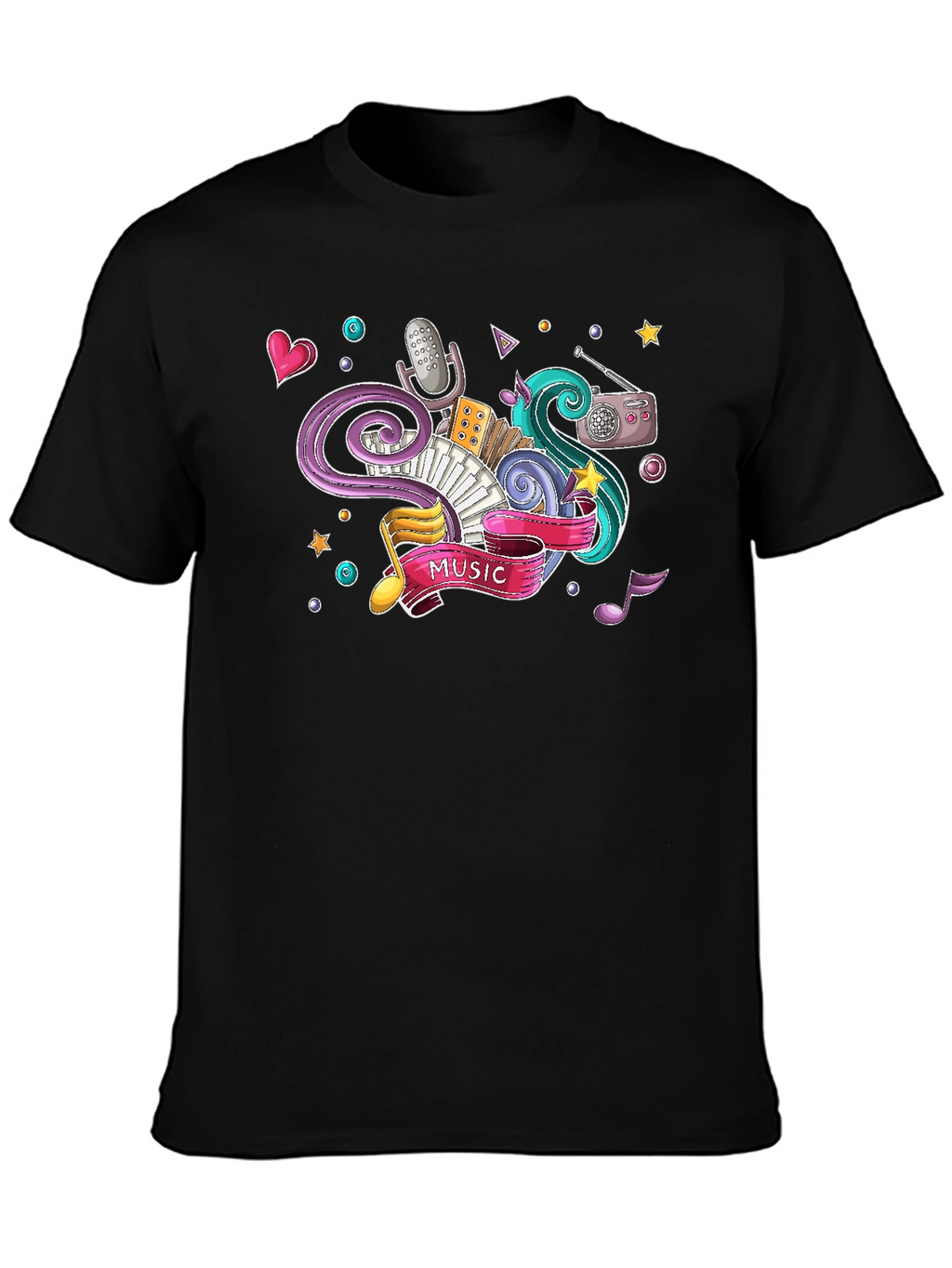 Music Lover Graphic Tee - Black Cotton T-Shirt