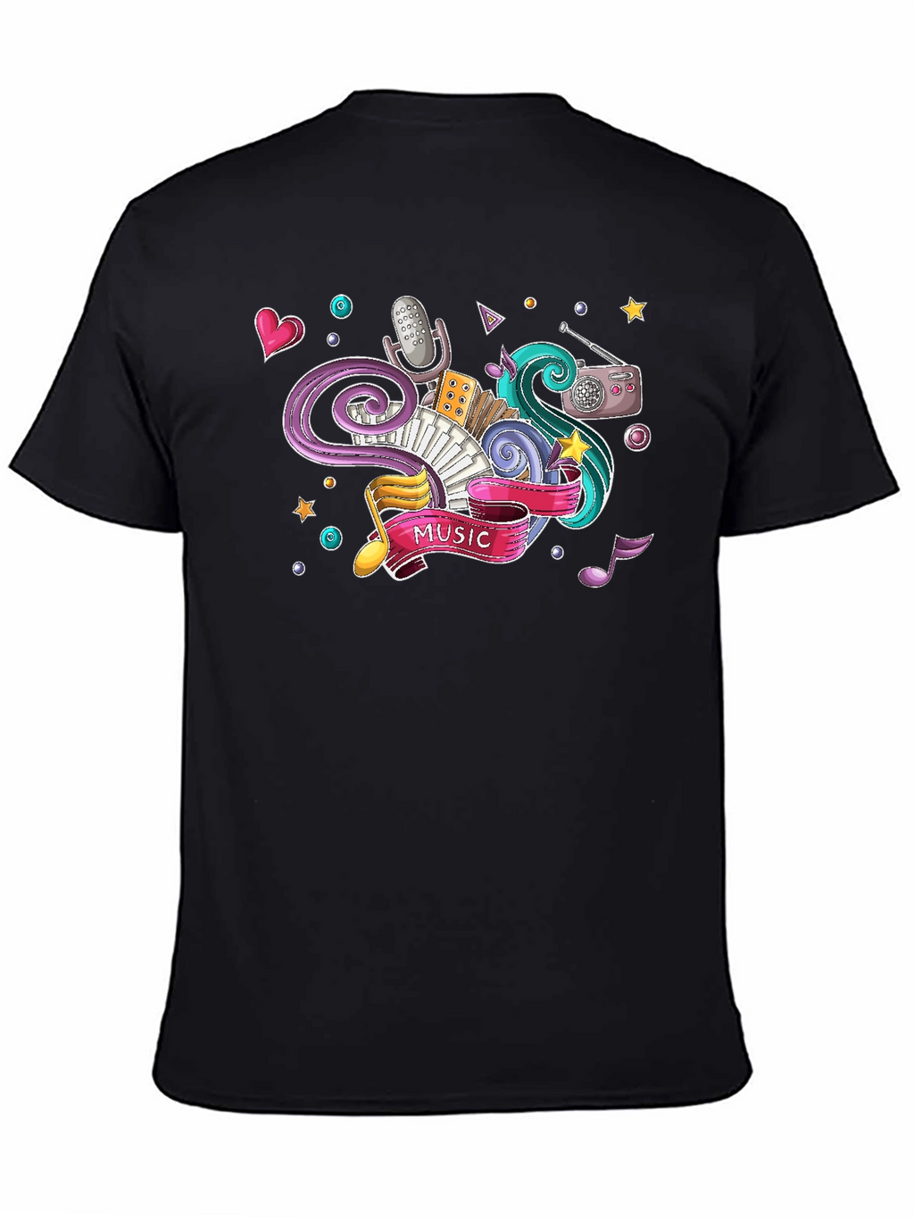Music Lover Graphic Tee - Black Cotton T-Shirt