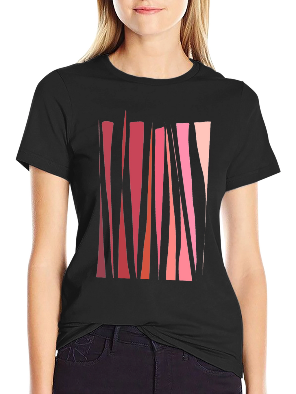 Abstract Geometric Line Art Mens Black T-Shirt