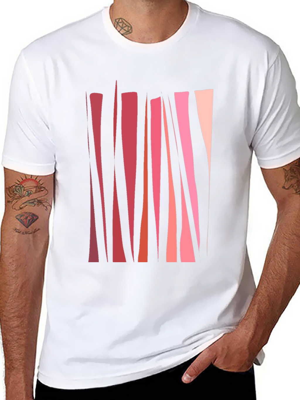 Abstract Geometric Line Art Mens Black T-Shirt