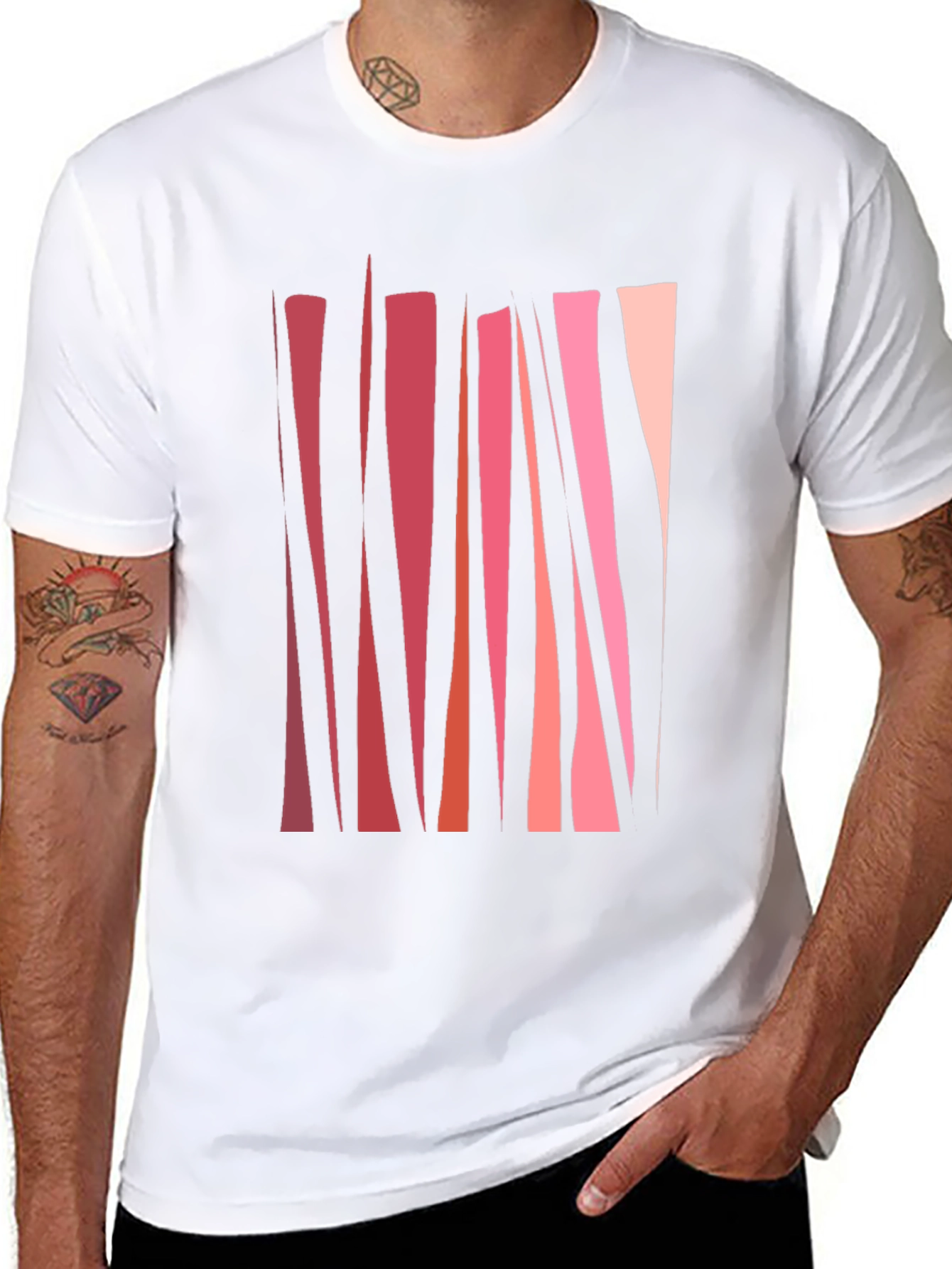 Abstract Geometric Line Art Mens Black T-Shirt