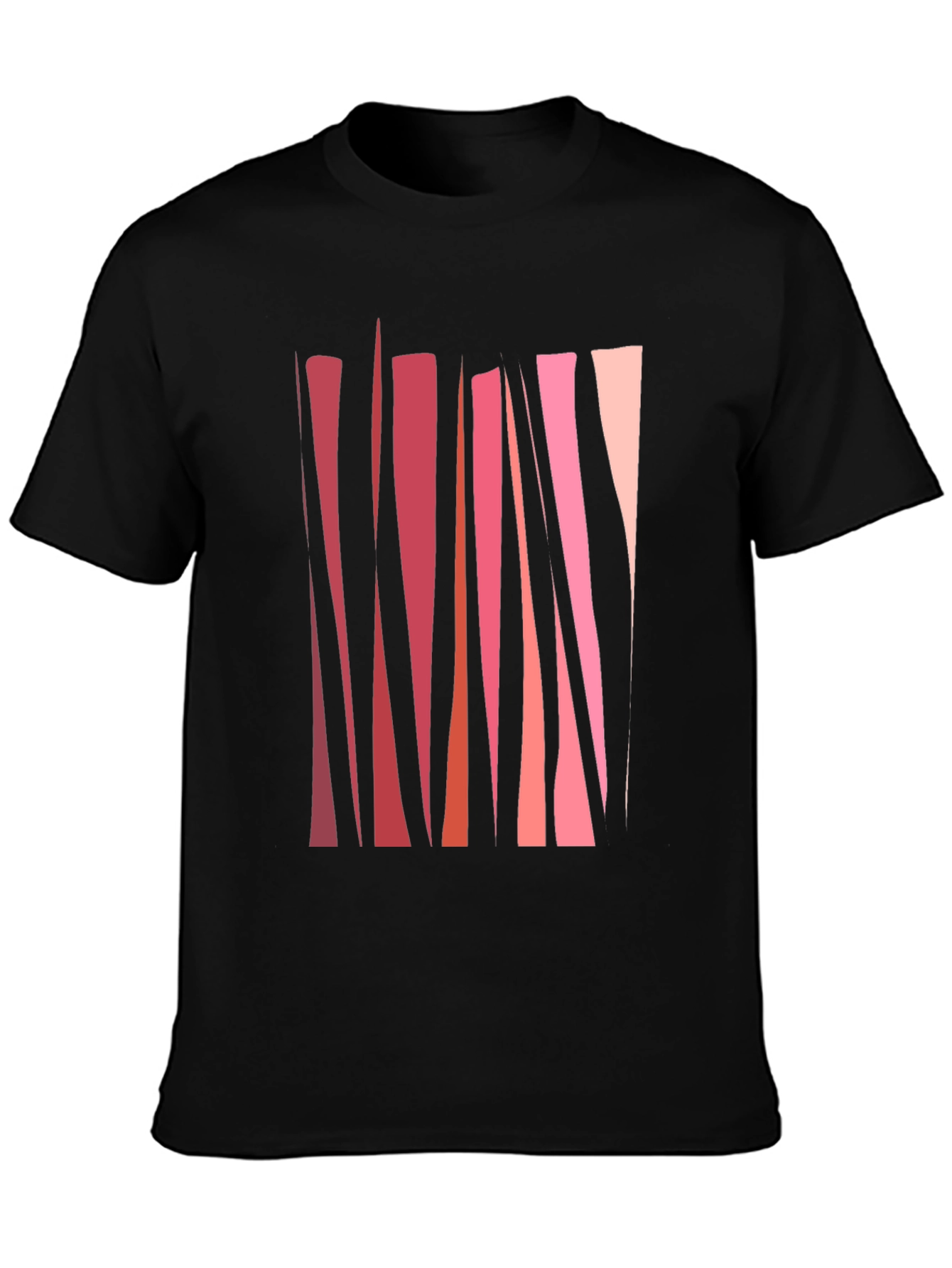 Abstract Geometric Line Art Mens Black T-Shirt