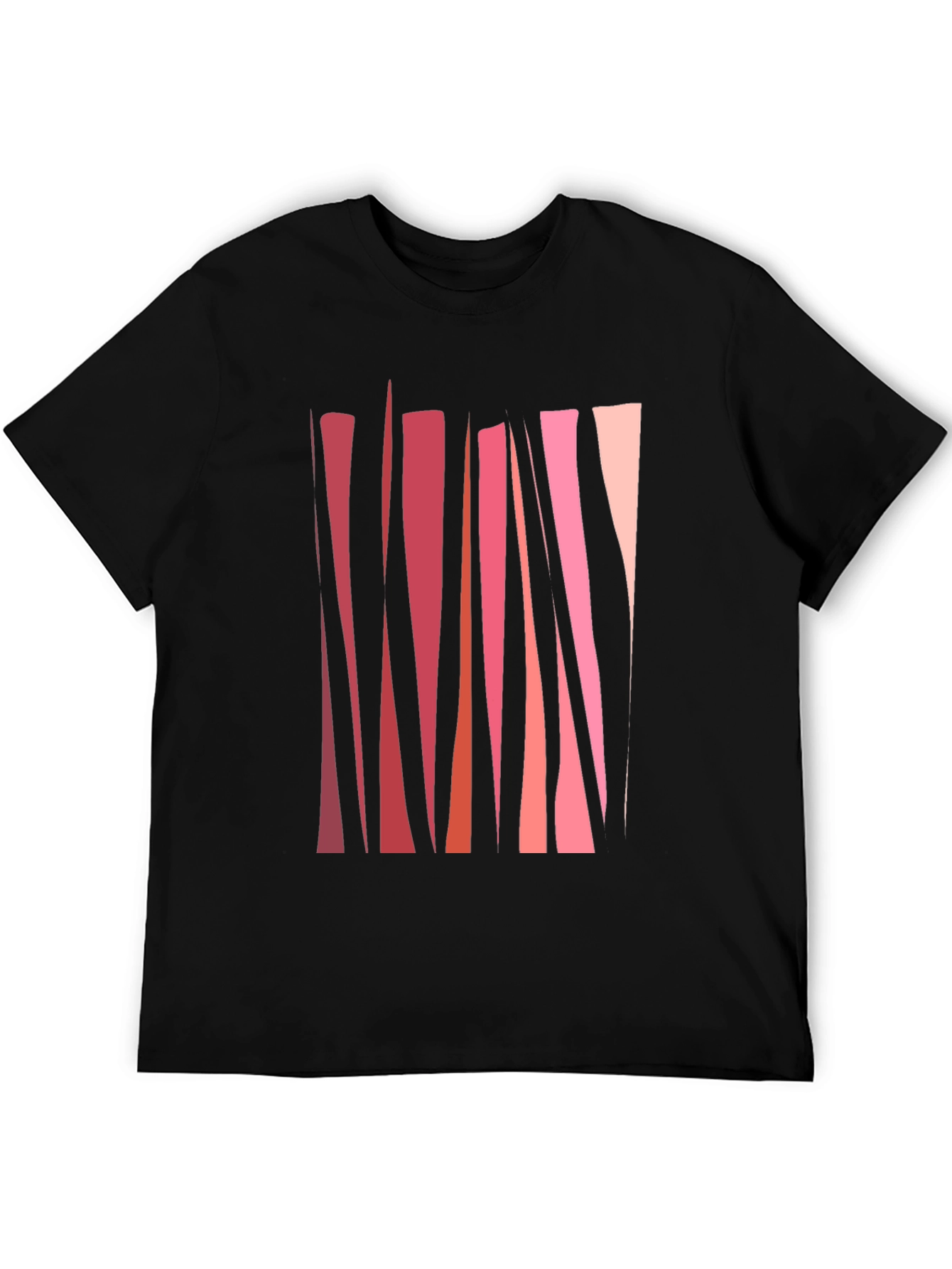 Abstract Geometric Line Art Mens Black T-Shirt