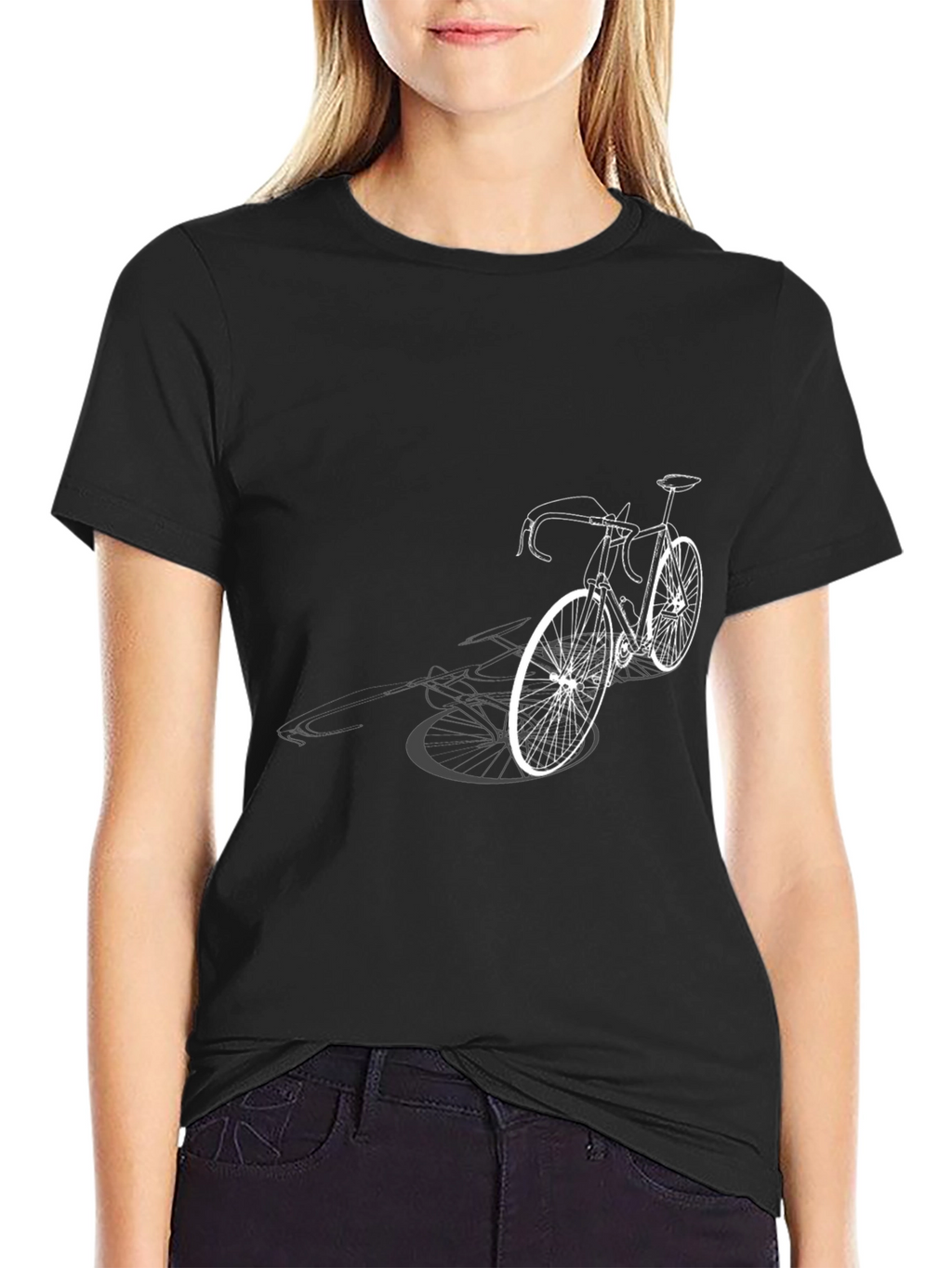 Stylish Black T-Shirt with Bicycle Graphic Print