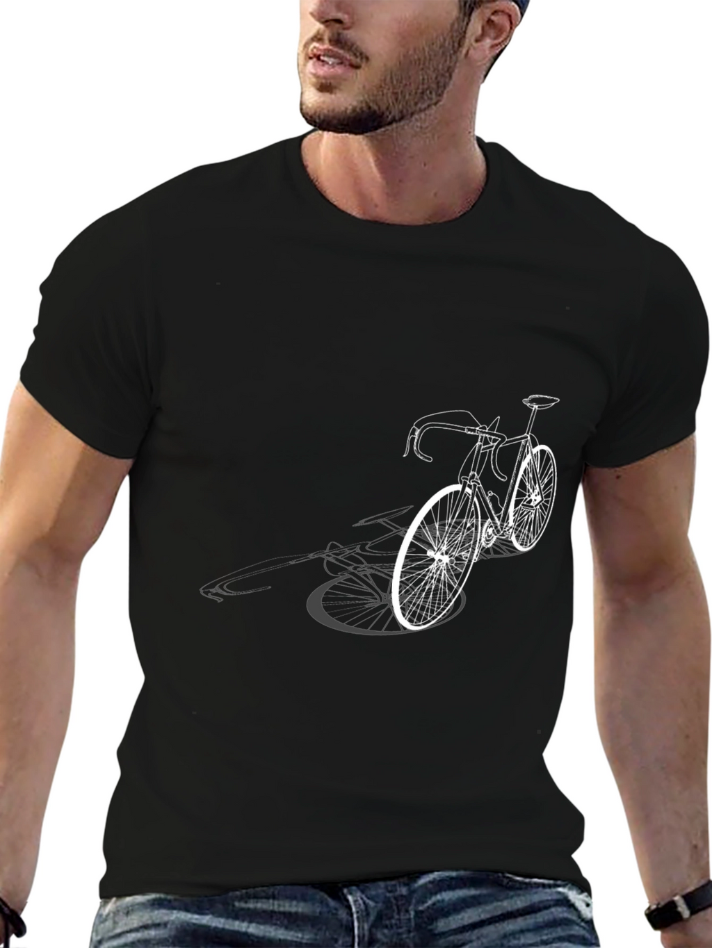 Stylish Black T-Shirt with Bicycle Graphic Print