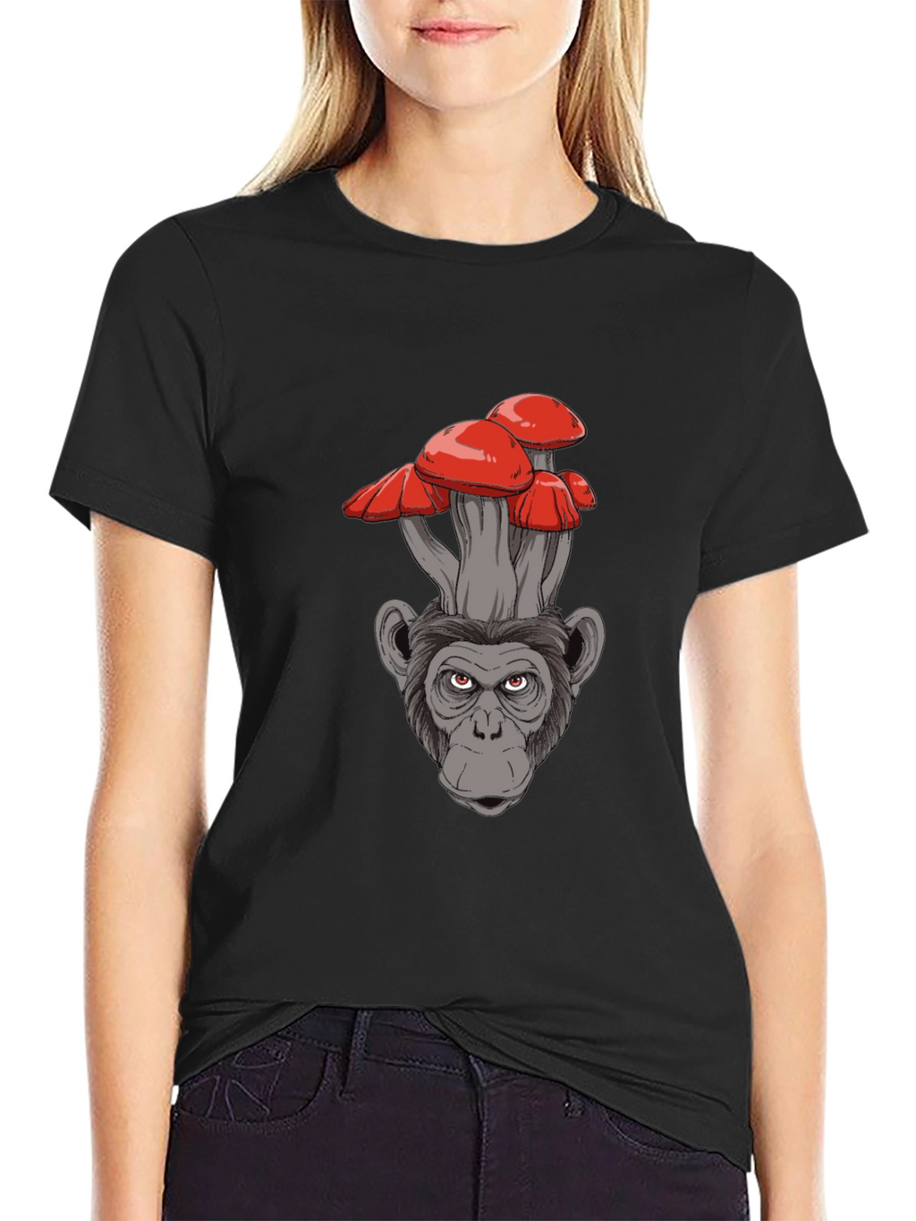 Mushroom Monkey Graphic Tee - Cool Novelty Shirt