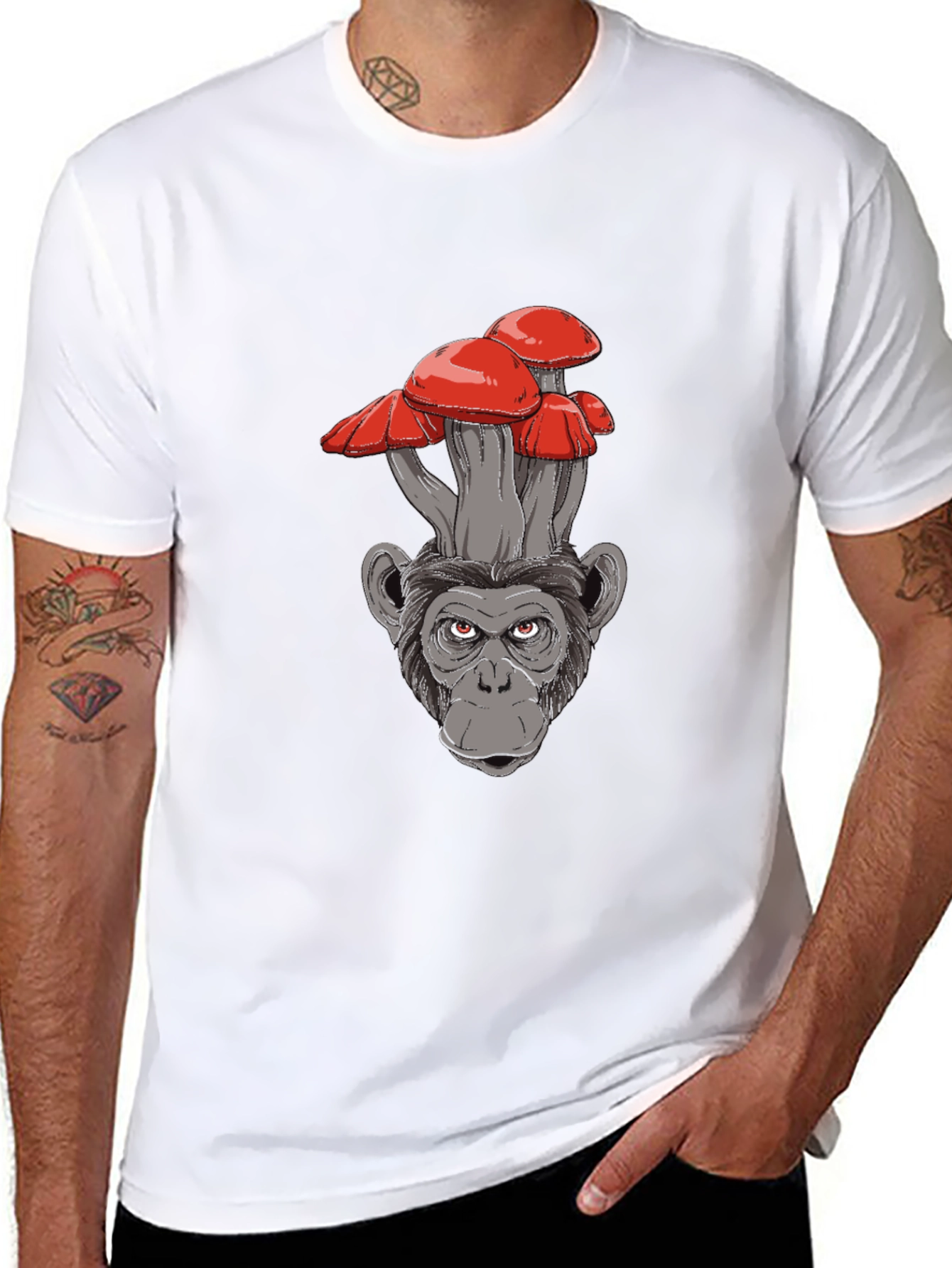 Mushroom Monkey Graphic Tee - Cool Novelty Shirt