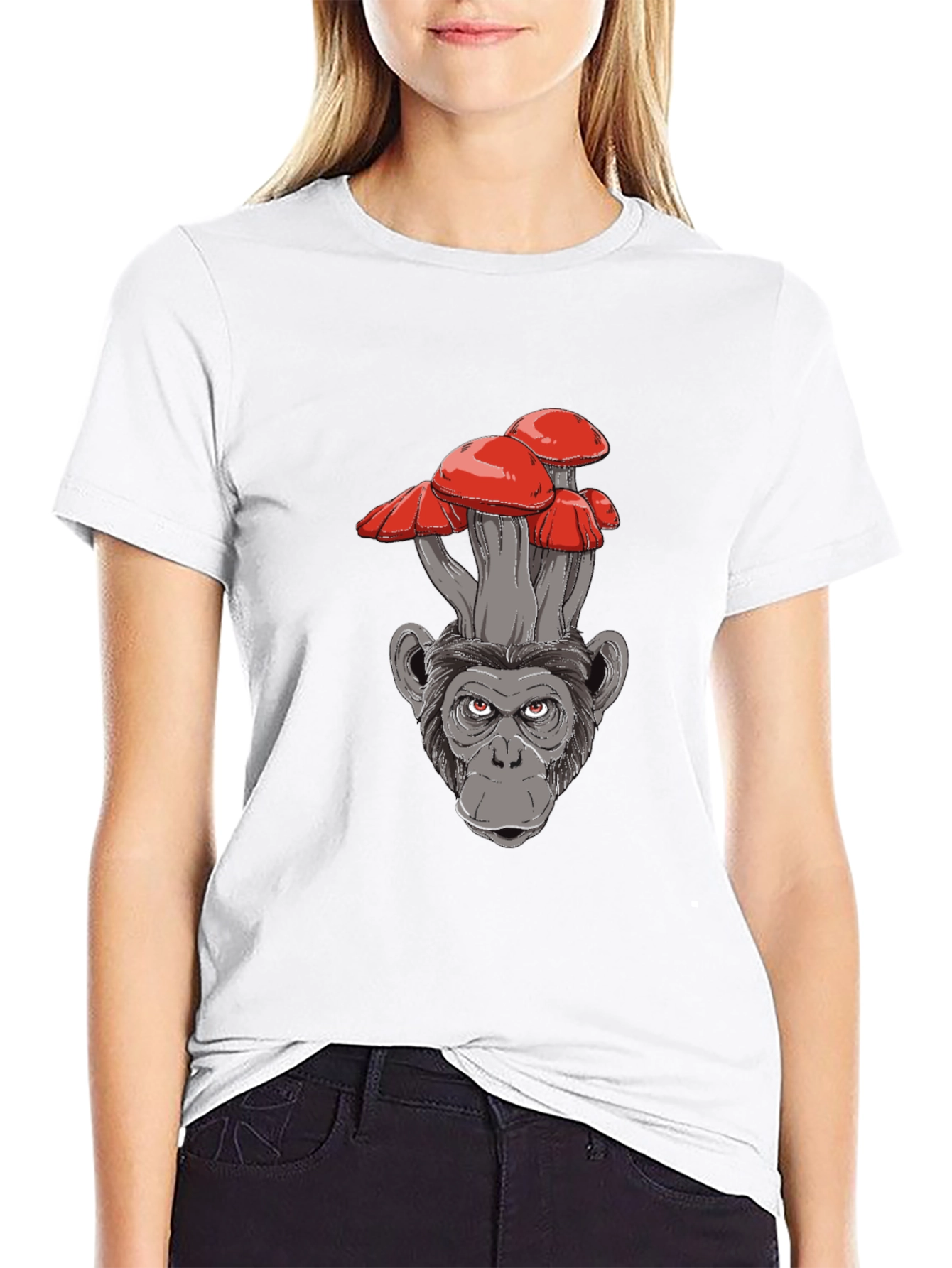 Mushroom Monkey Graphic Tee - Cool Novelty Shirt