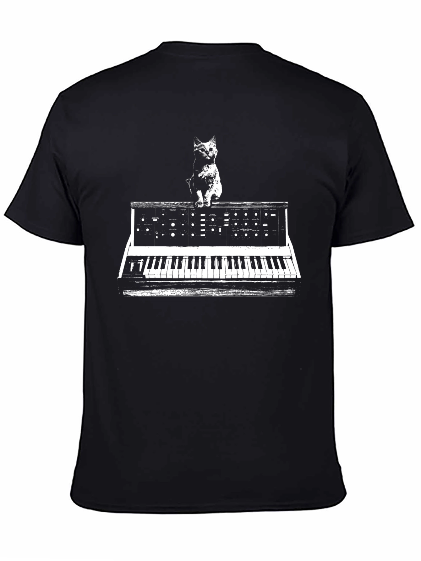 Cat Synth Black T-Shirt - Unique Music Lover Tee