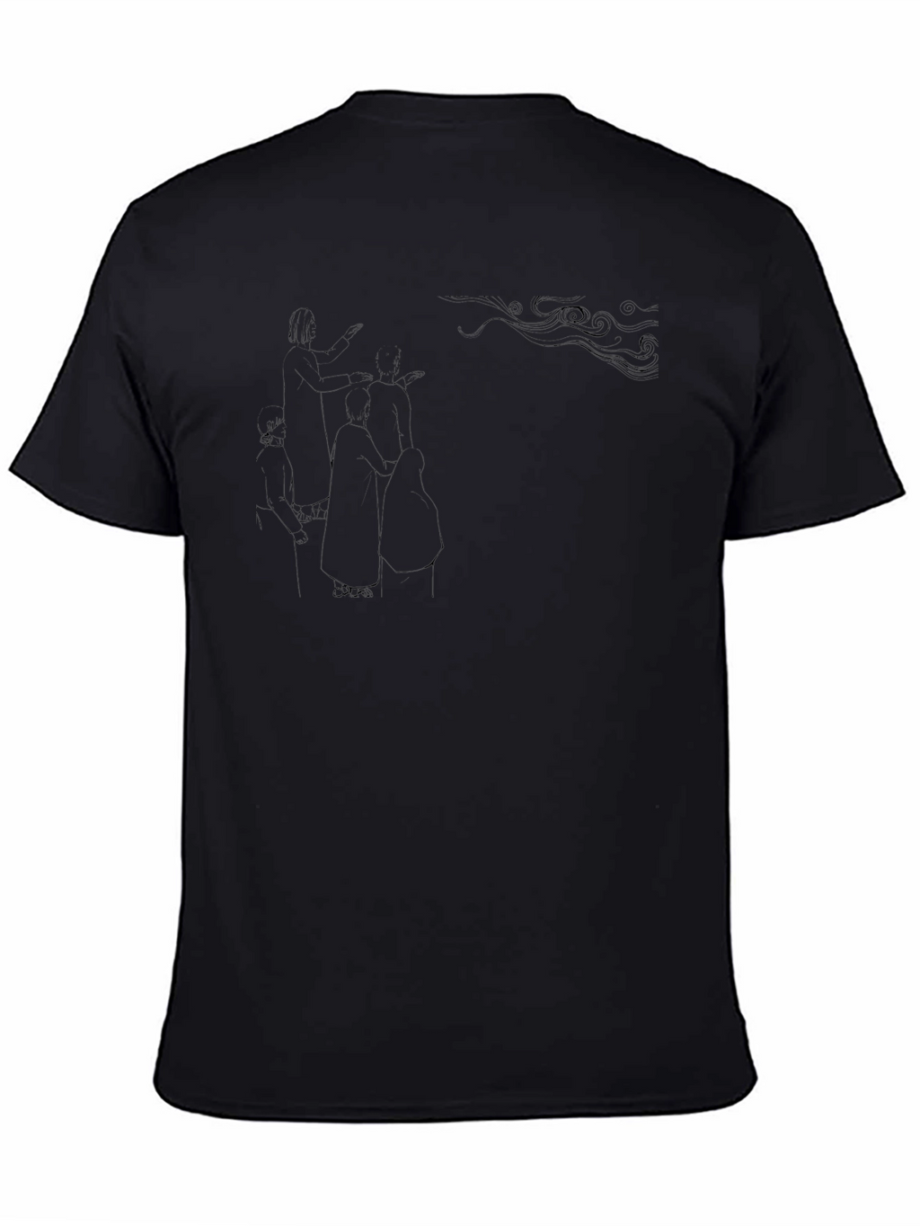 Abstract Sketch Print Black T-Shirt