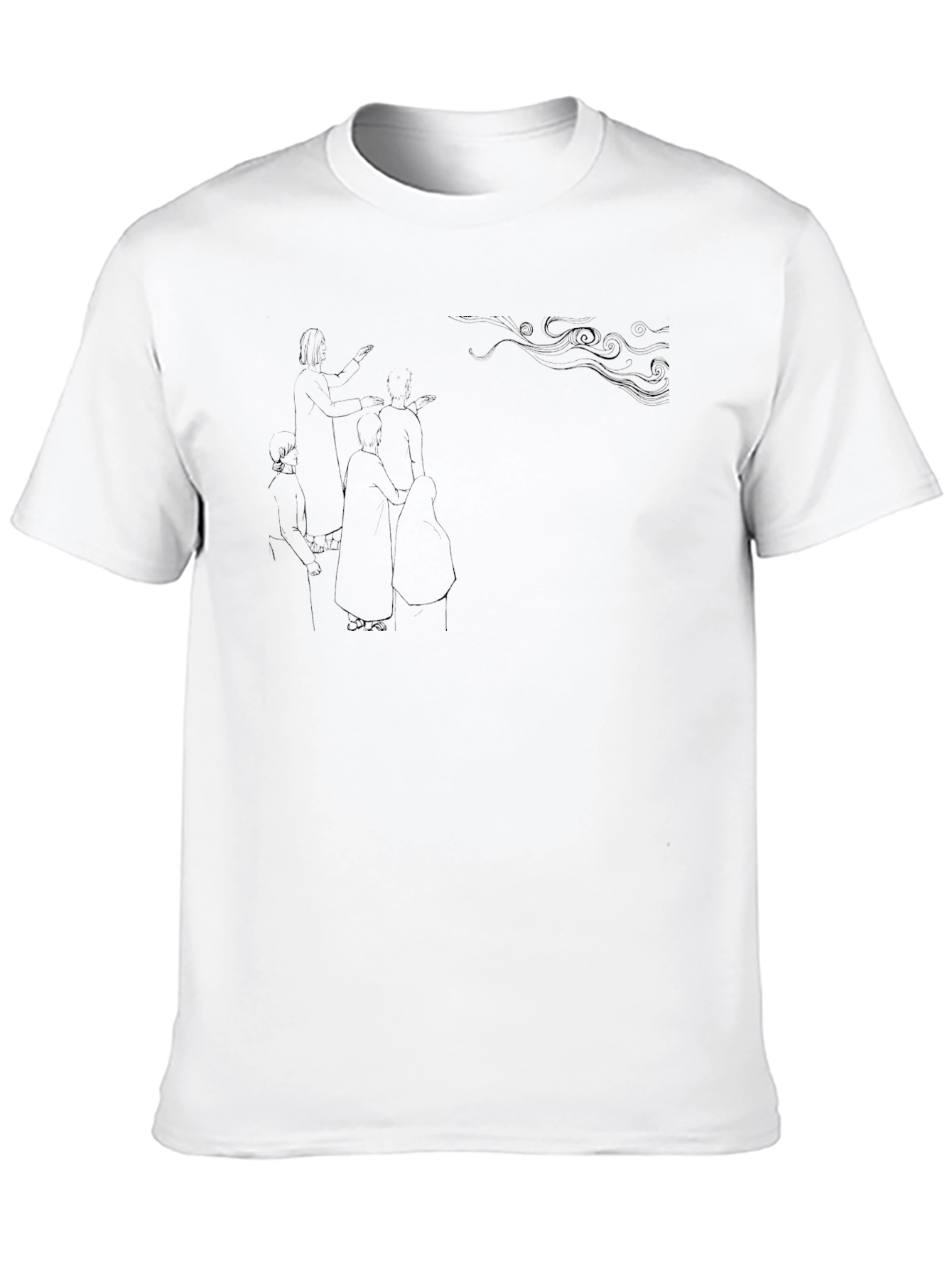 Abstract Sketch Print Black T-Shirt