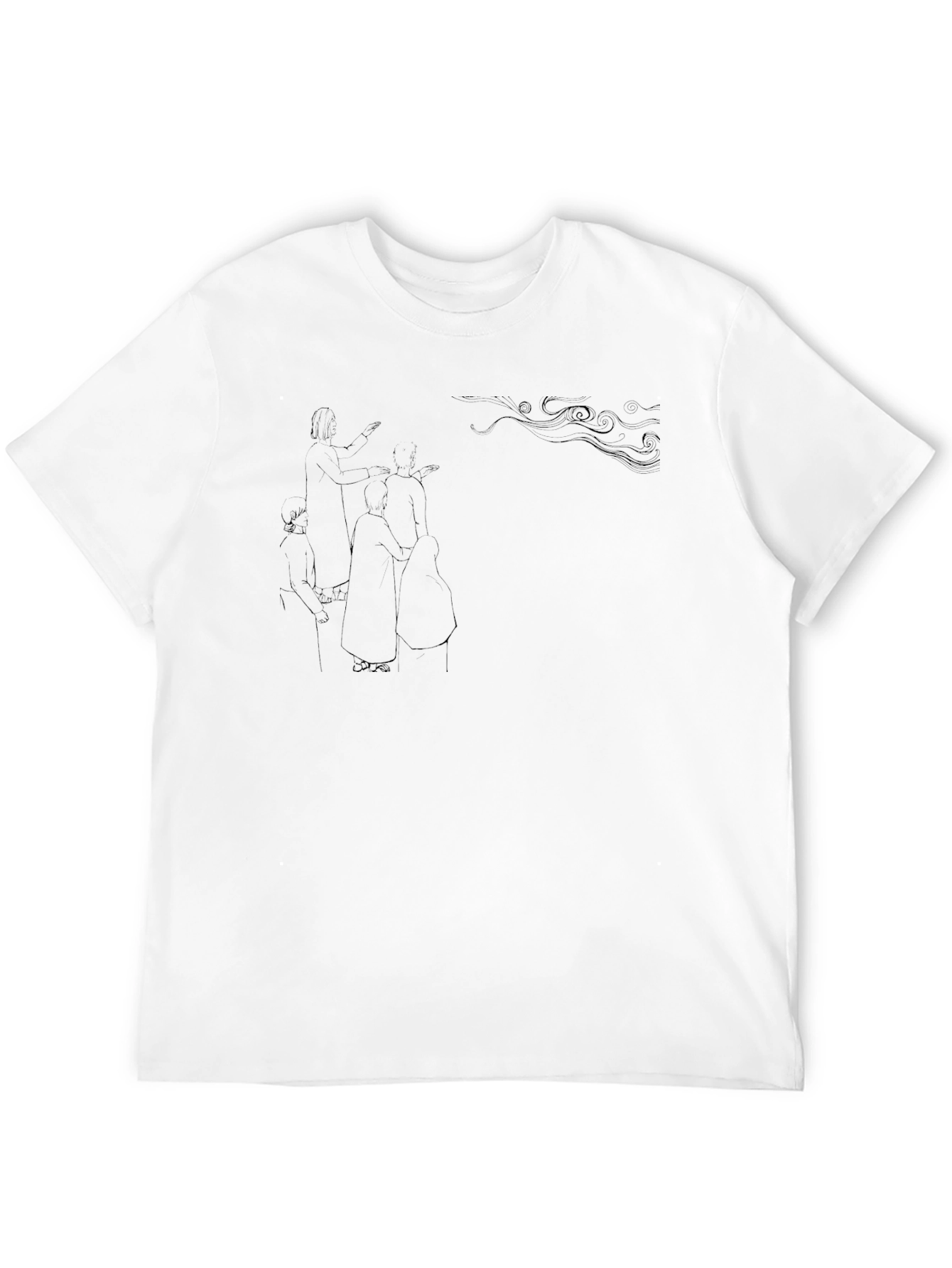 Abstract Sketch Print Black T-Shirt