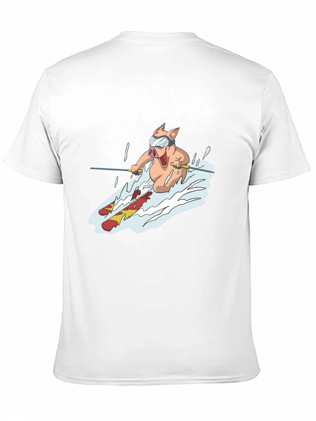 Pig Skiing T-Shirt - Black Cotton Tee