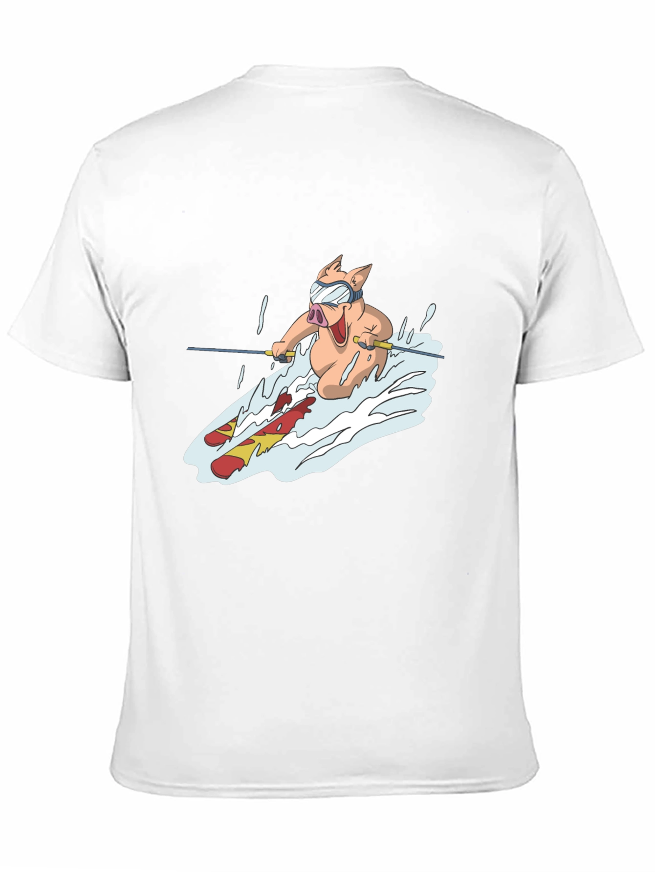Pig Skiing T-Shirt - Black Cotton Tee