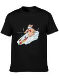 Pig Skiing T-Shirt - Black Cotton Tee