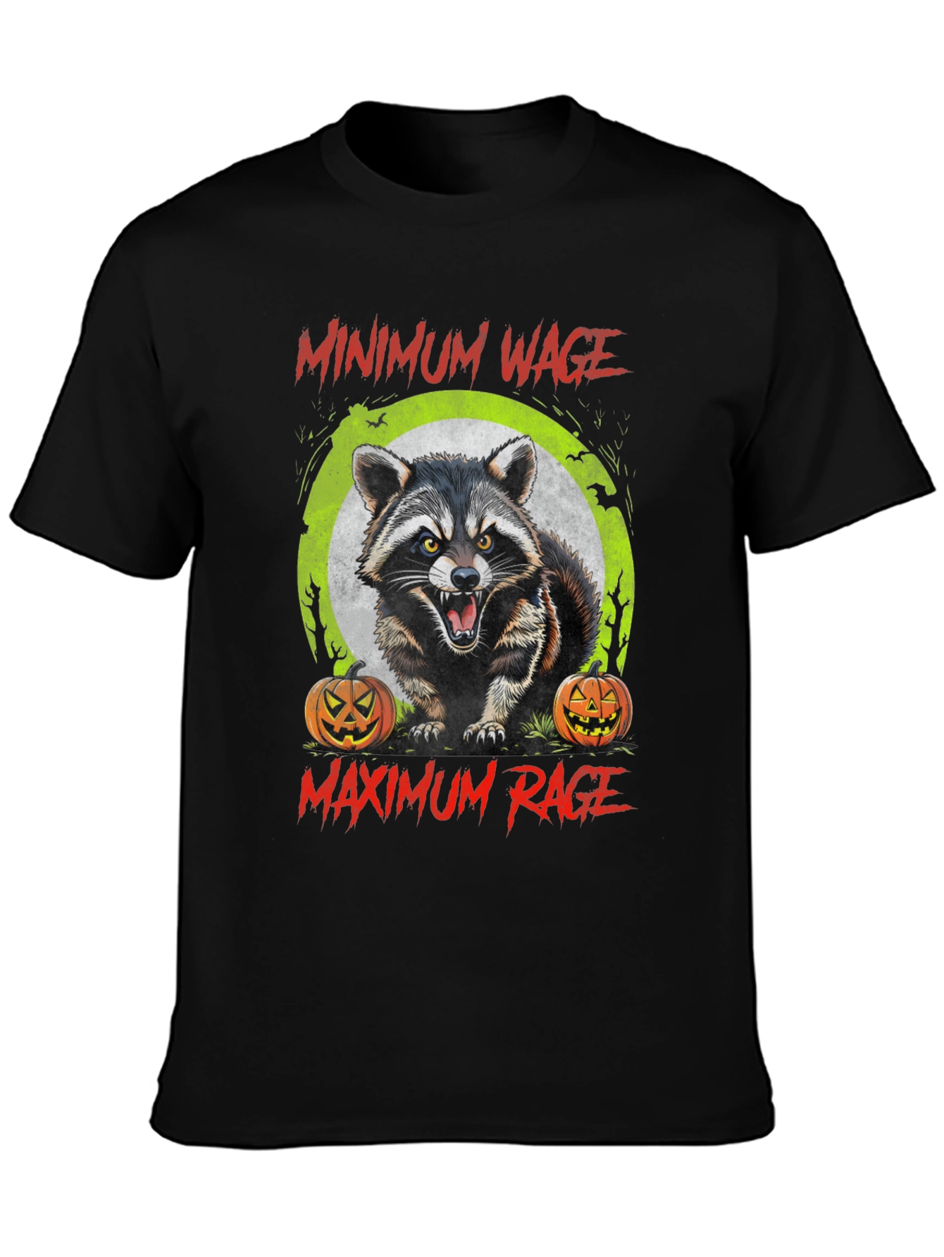 Minimum Wage Maximum Rage Raccoon Graphic Tee