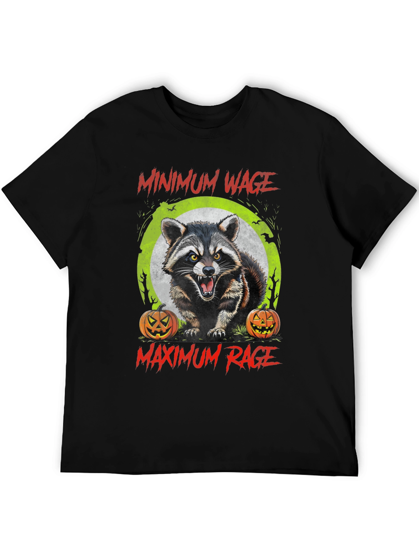 Minimum Wage Maximum Rage Raccoon Graphic Tee