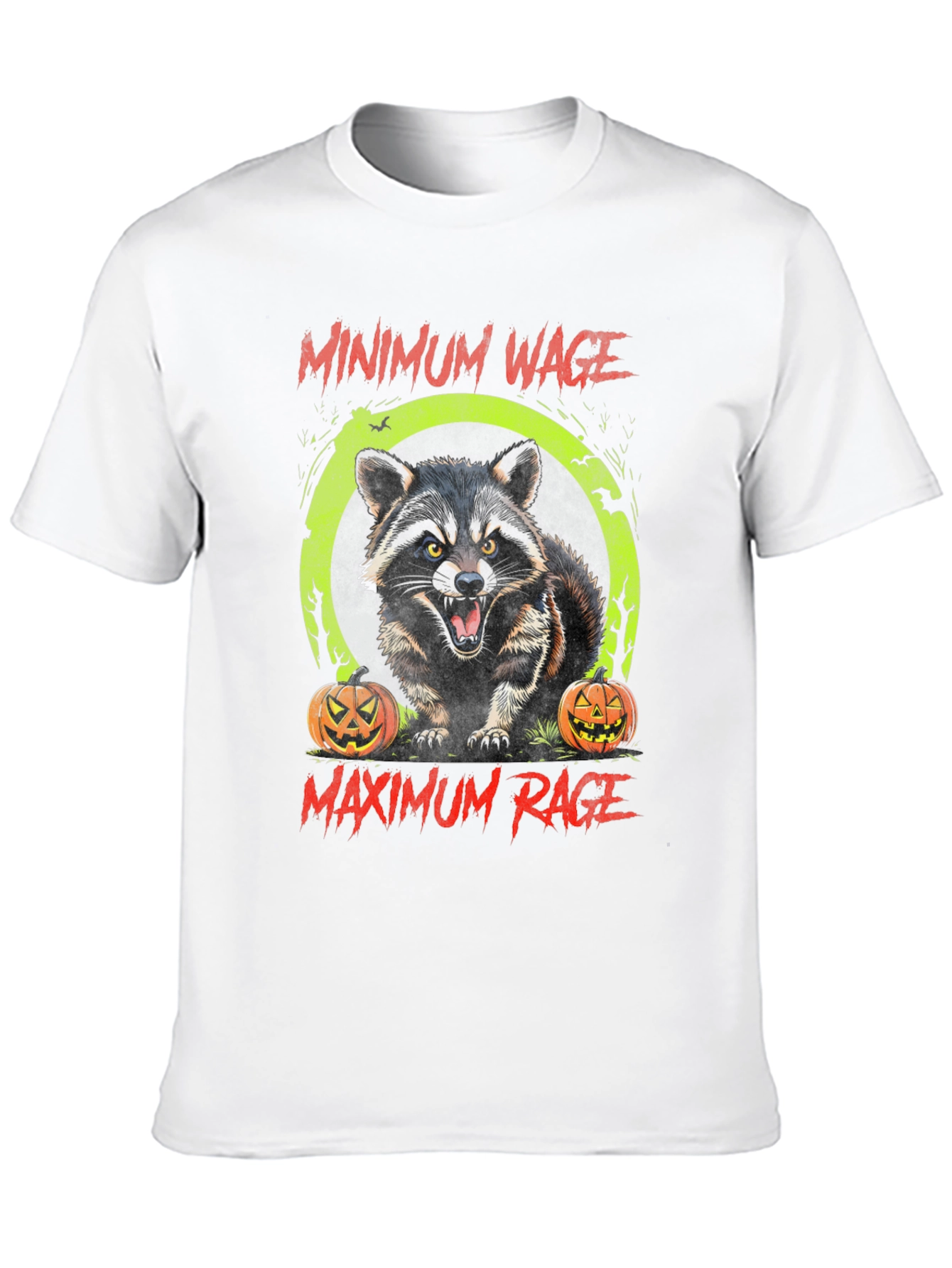 Minimum Wage Maximum Rage Raccoon Graphic Tee