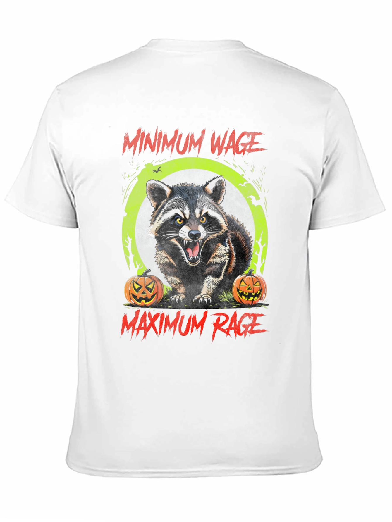 Minimum Wage Maximum Rage Raccoon Graphic Tee