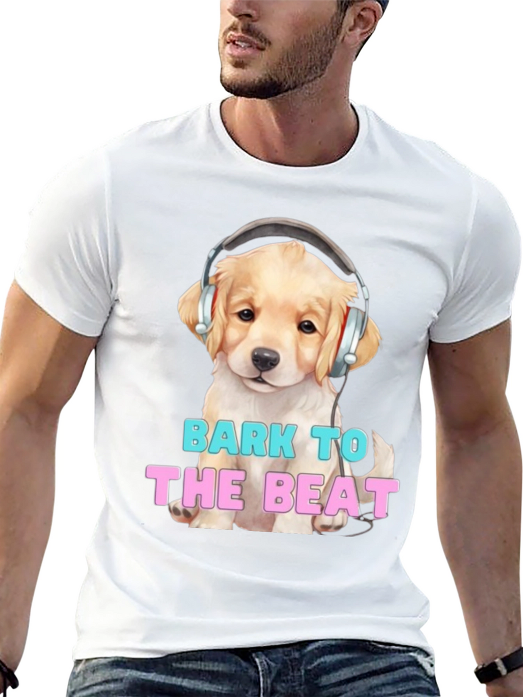 Dog with Headphones Bark to the Beat T-Shirt