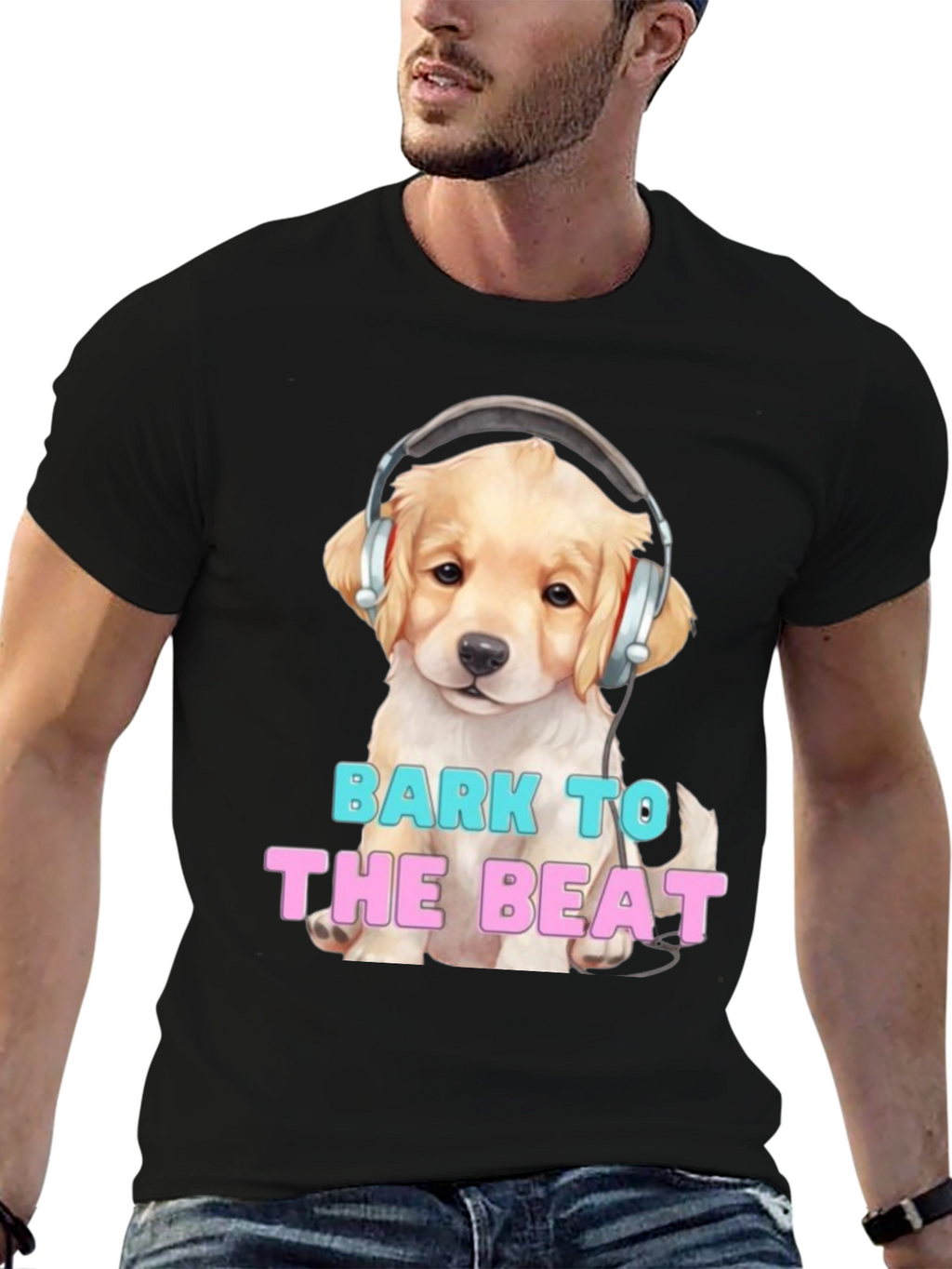 Dog with Headphones Bark to the Beat T-Shirt