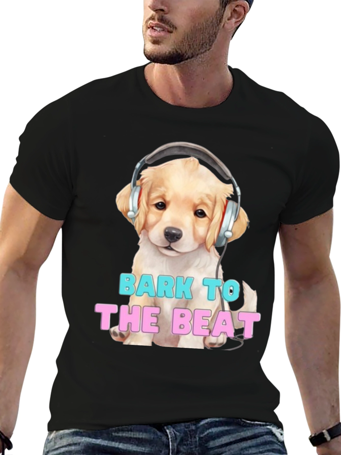 Dog with Headphones Bark to the Beat T-Shirt